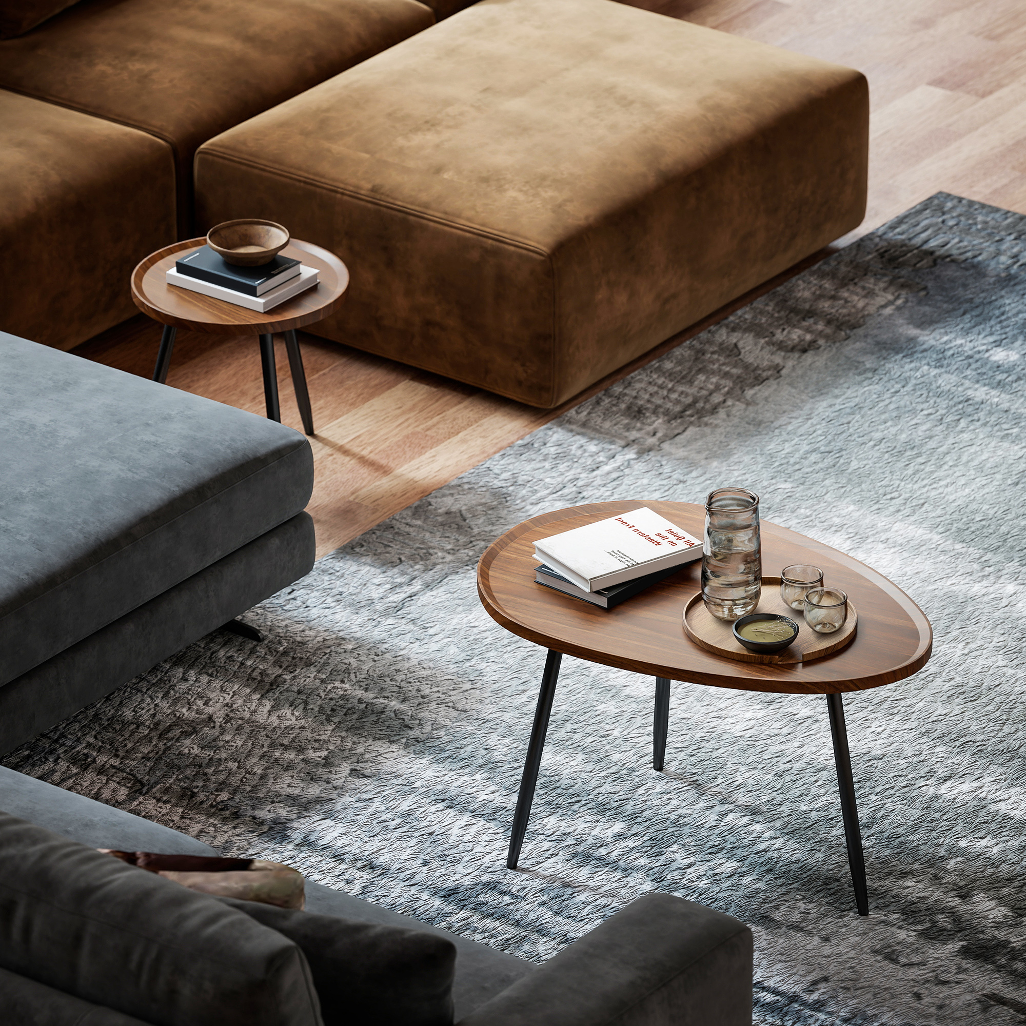 Nesting Coffee Table Set Of 2,80cm Modern Stacking End Side With Metal Legs — image 5