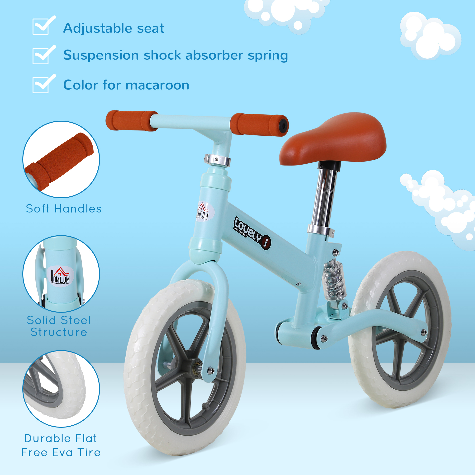 12" Kids Balance Bike No Pedal Bicycle EVA Tire Adjustable Seat Toddler — image 2