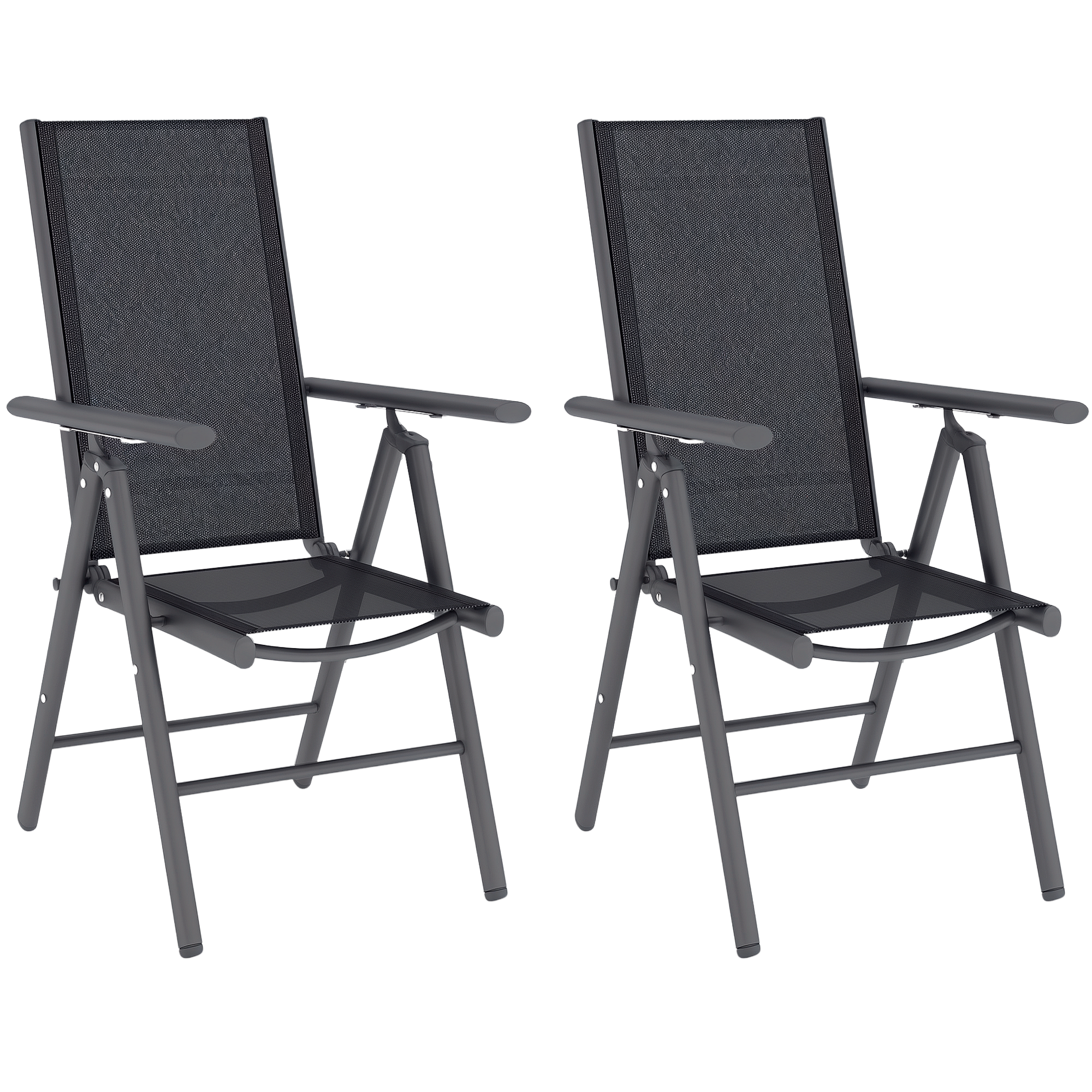Set Of 2 Folding Garden Chairs,Aluminium Frame Outdoor Dining Chairs — image 4