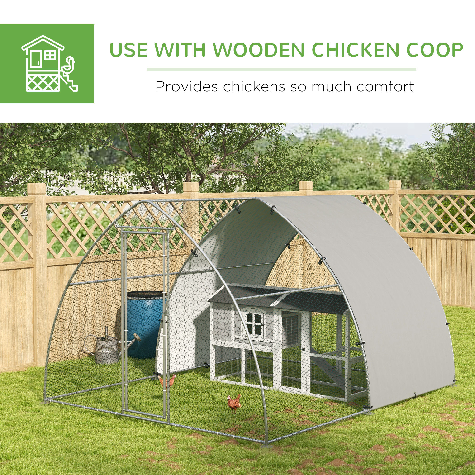Galvanised Outdoor Chicken Coop,with Cover,for 8-12 — image 3