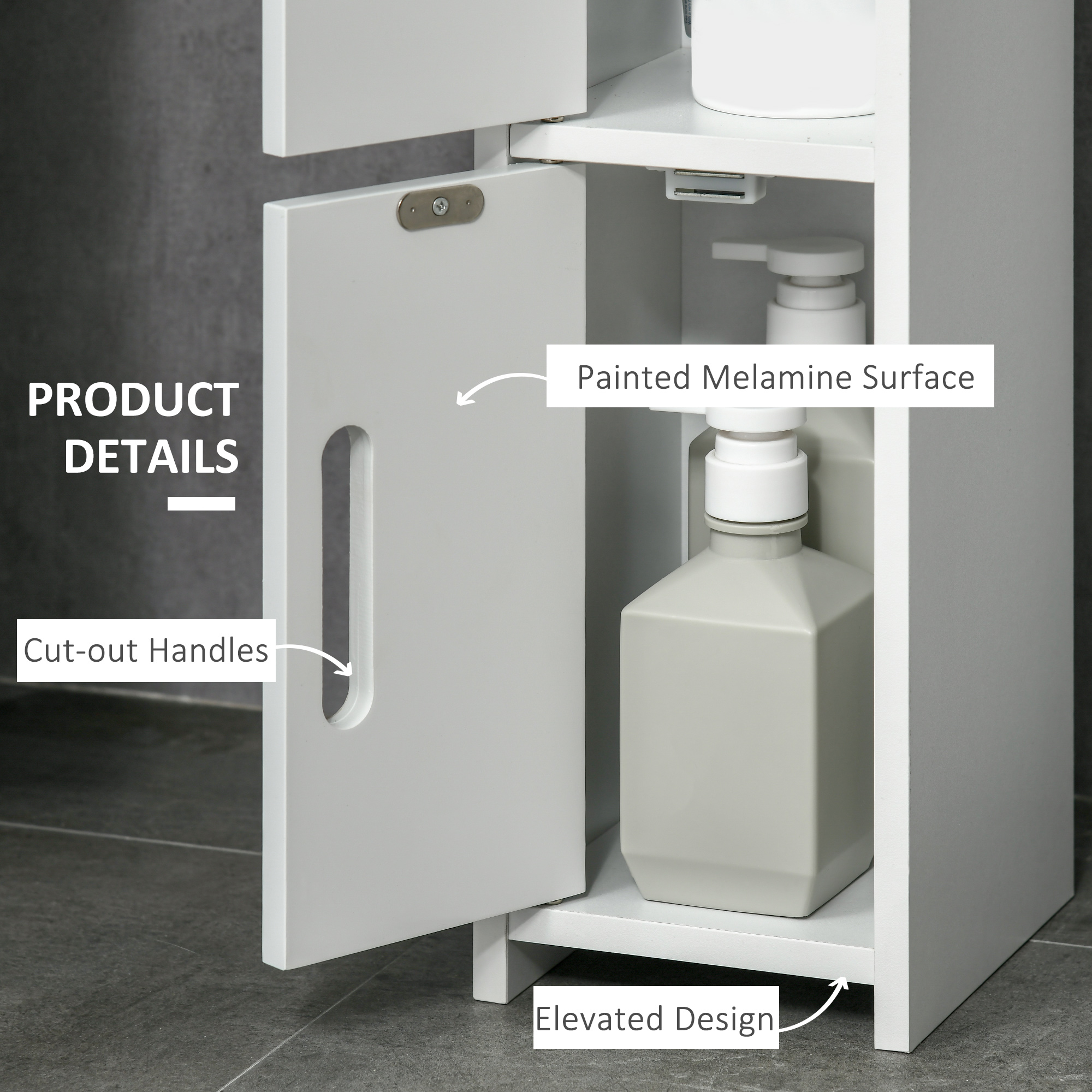 Modern Bathroom Storage Cabinet,Freestanding Tall Cabinet With Open Shelves — image 5