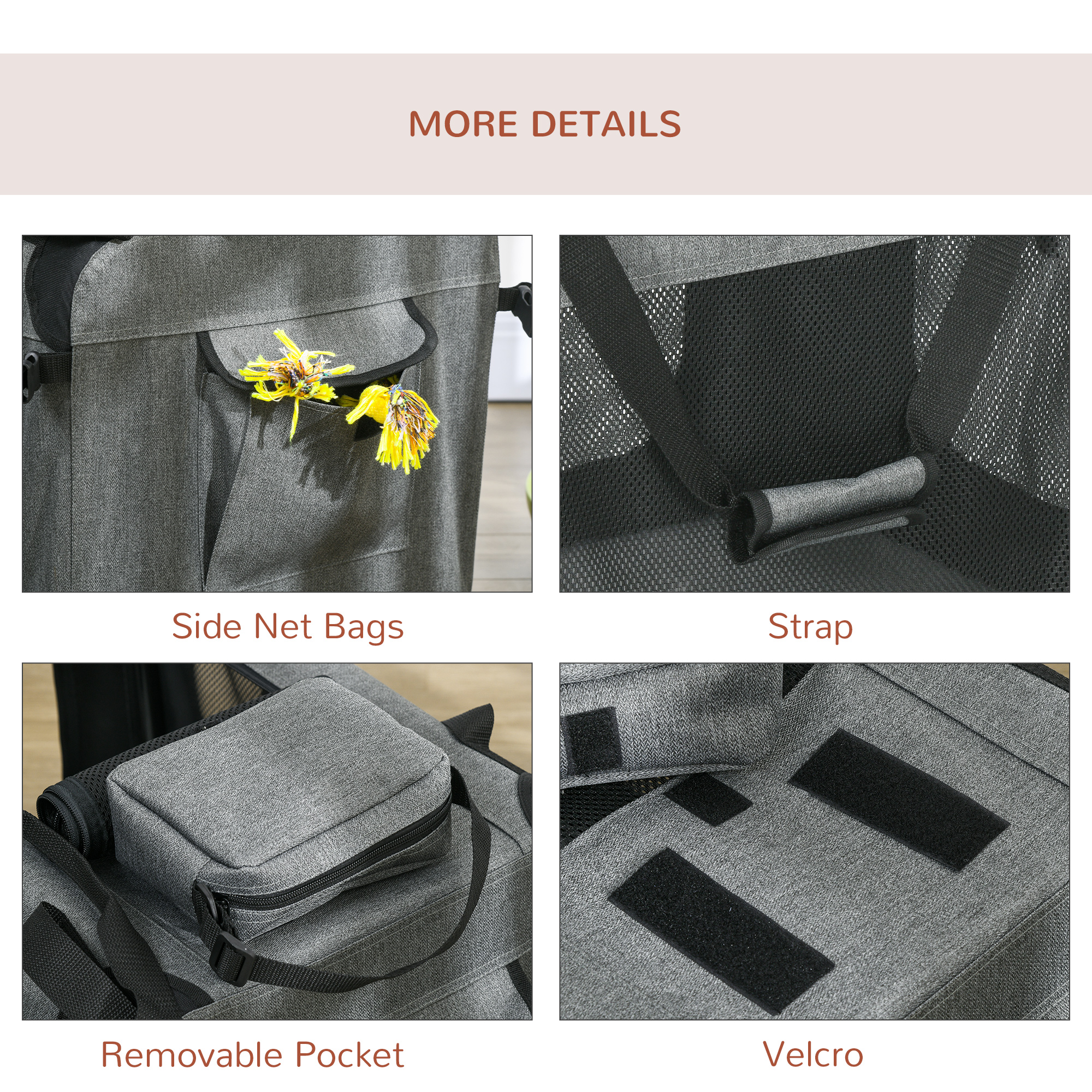 Oxford Fabric Folding Pet Carrier Bag Grey — image 5