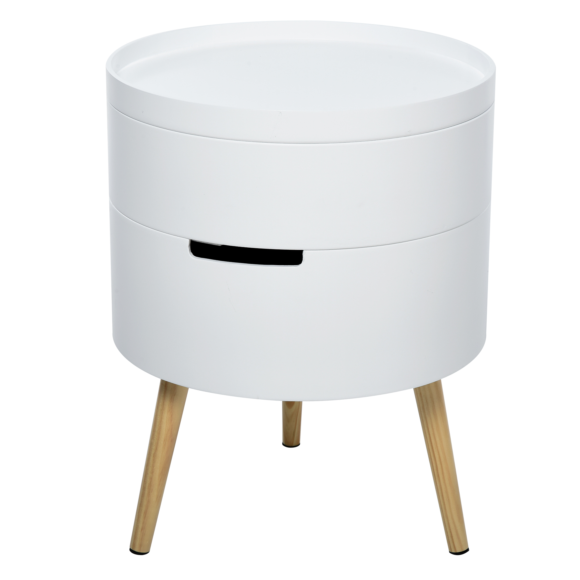 3-Tier Coffee Table,Round End Table With 2 Hidden Compartments And Detachable — image 4