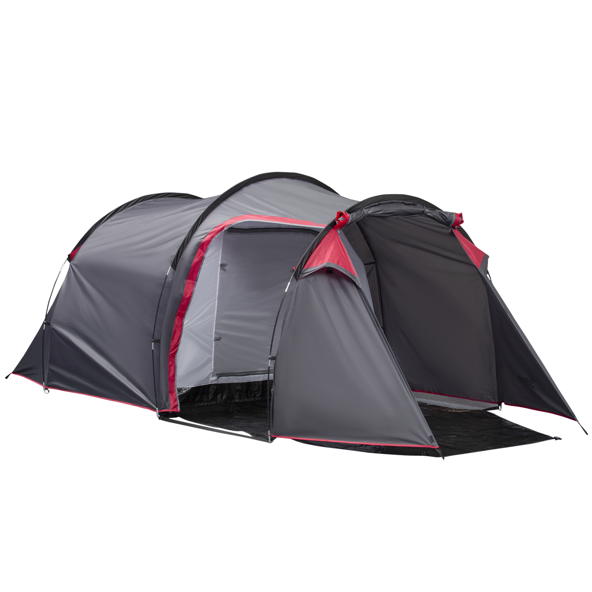 2-3 Person Tunnel Tent With Sewn-in Groundsheet,Air Vents,Rainfly,2000mm Water Column,Camping Tent With 1 Bedroom,Inbuilt Porch,Living Area For Camping,Hiking,Grey — 1
