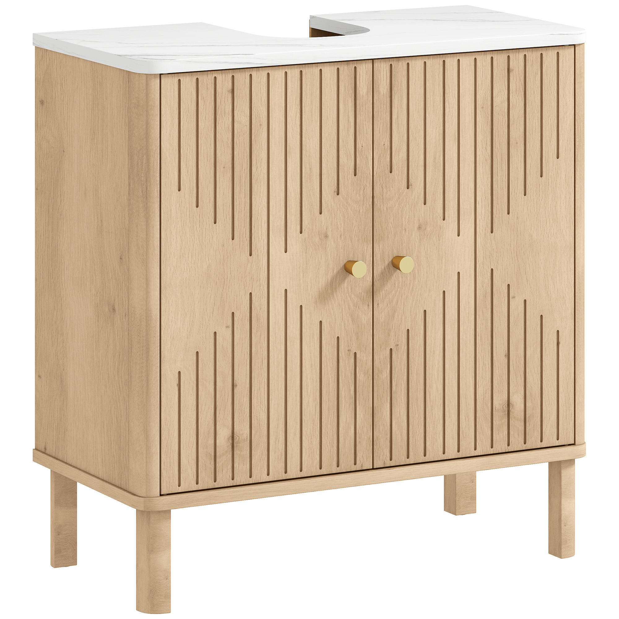 Under Sink Bathroom Cabinet For Basin Without Or With Pedestal-Oak — image 2