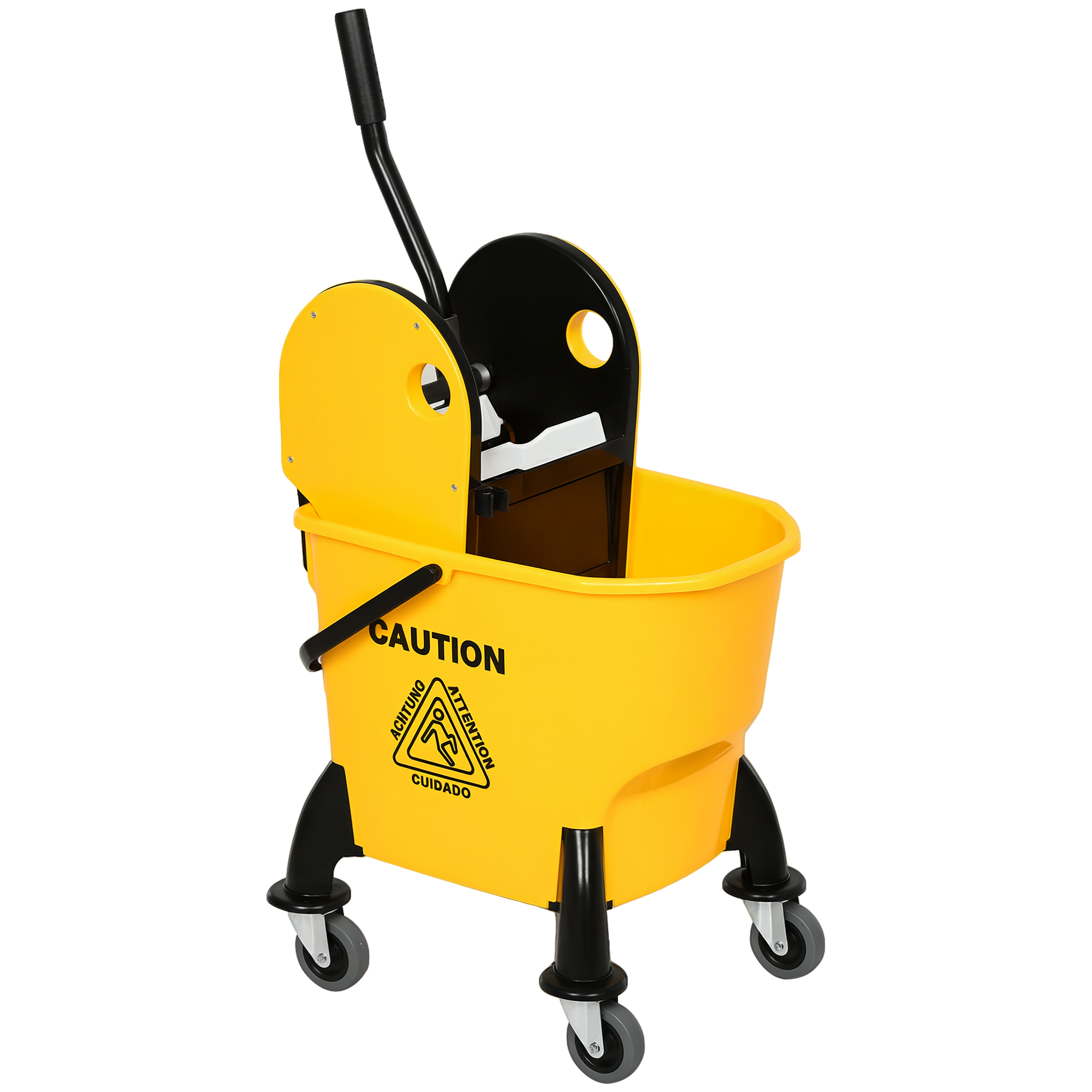 25L Mop Bucket,with Wringer,Wheels And Handle-Yellow