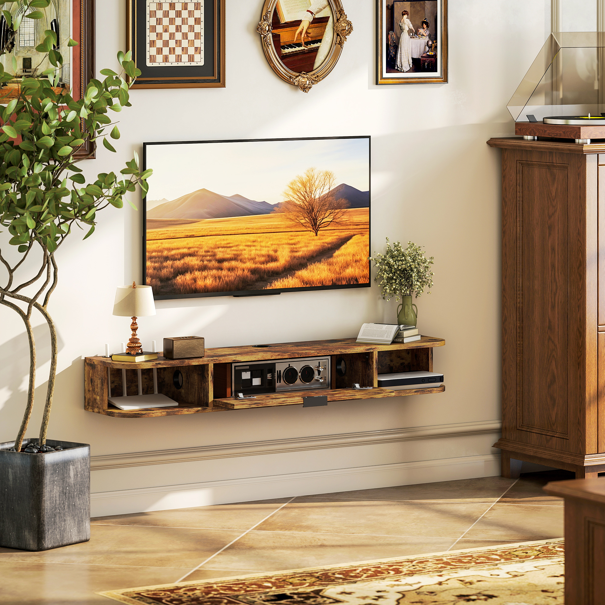 120 Cm Floating TV Unit For TVs Up To 50 Inch-Rustic Brown — image 3