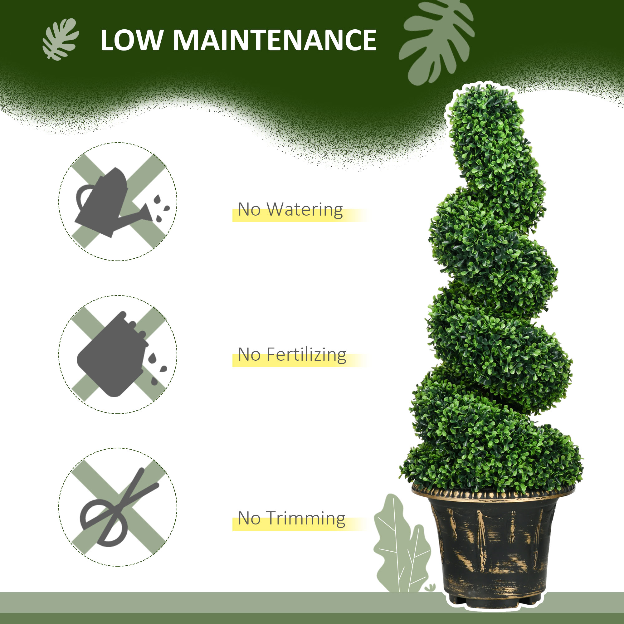 Set Of 2 Artificial Plants,Topiary Spiral Boxwood Trees With Pot,for Home — image 2