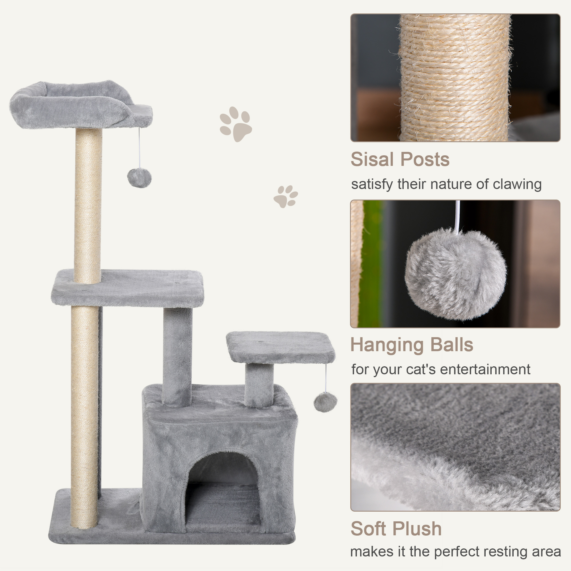 Cat Tree Tower For Indoor Cats 114cm Climbing Activity Centre Kitten With Sisal — image 3