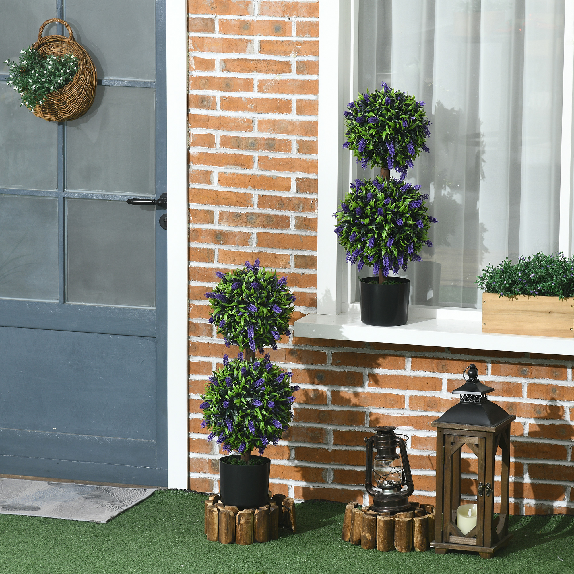Set Of 2 Artificial Plants,Lavender Flowers Ball Trees With Pot,for Home Indoor — image 3