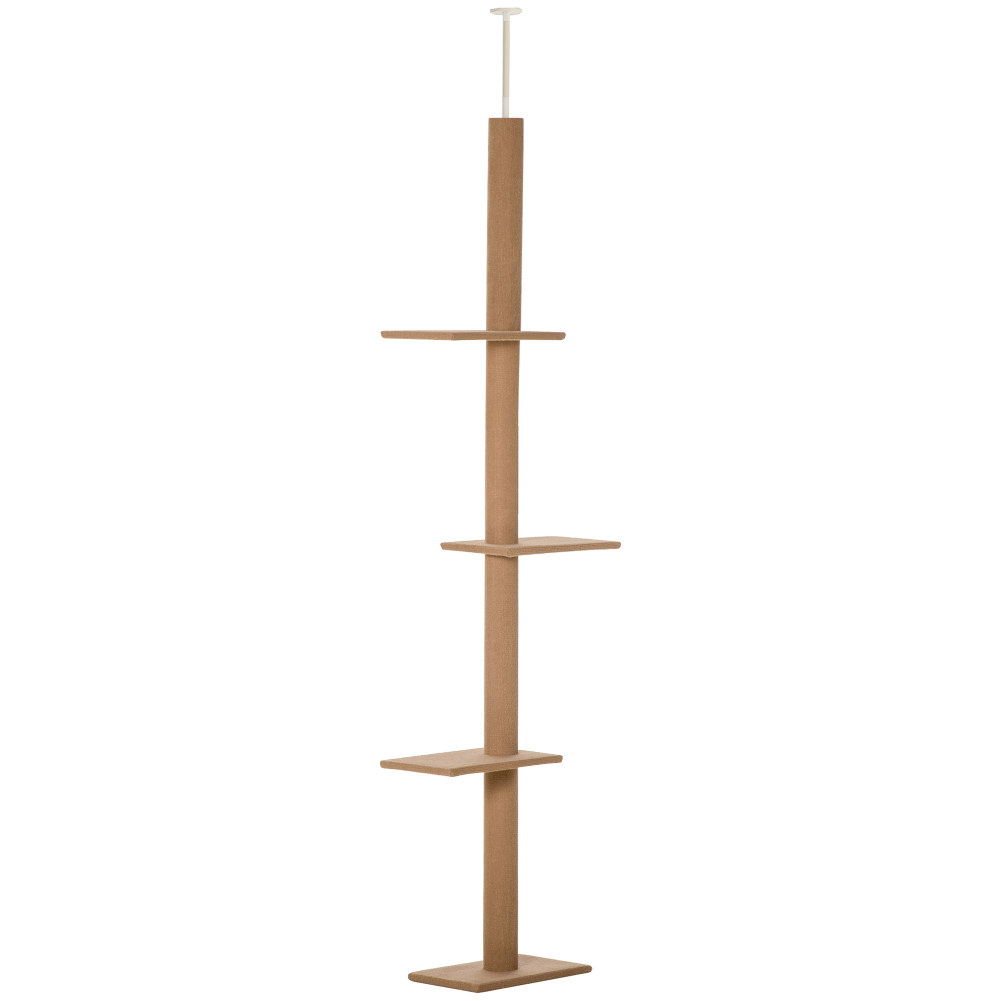 260cm Floor To Ceiling Cat Tree For Indoor Cats W/ Three Platforms Activity