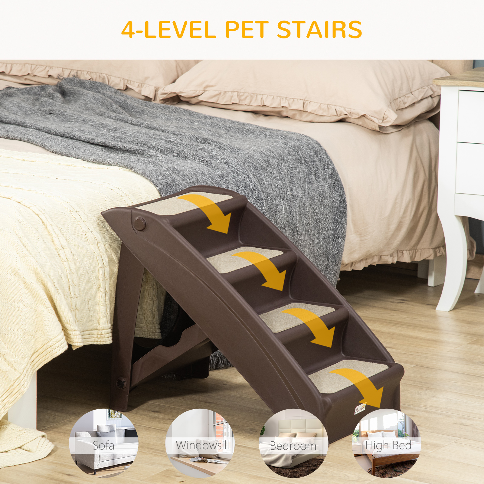 Foldable Four-Step Pet Stairs,for Cats,Small Miniature Dogs,with Non-Slip Mats — image 5