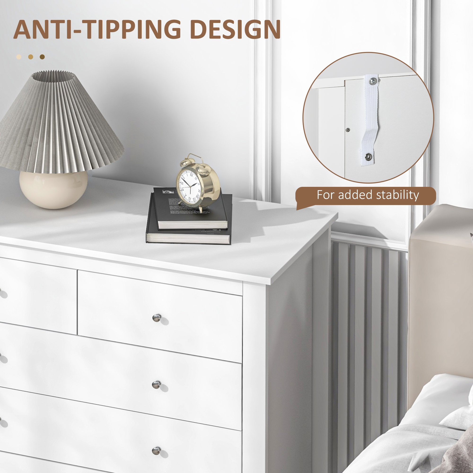 Modern Chest Of Drawers,5 Drawer Storage Cabinet With Metal Handles And Runners — image 4