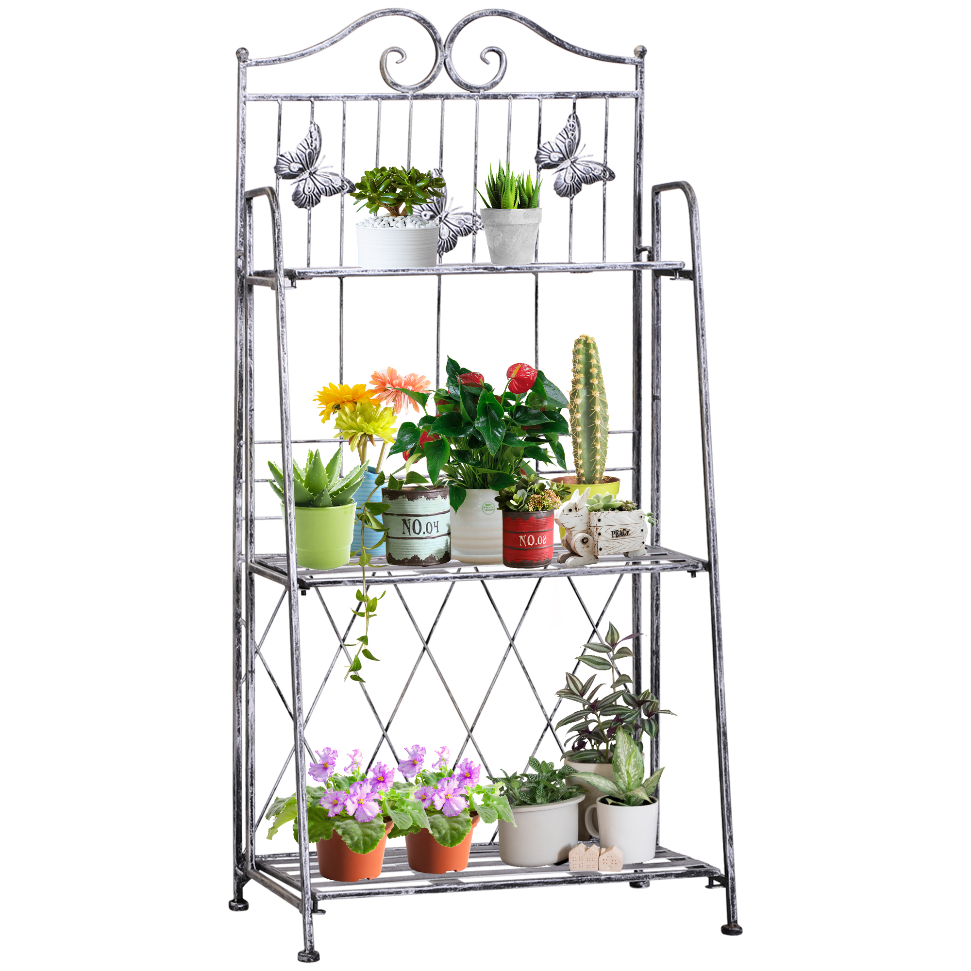 Outsunny 3 tier plant stand indoor outdoor,metal plant