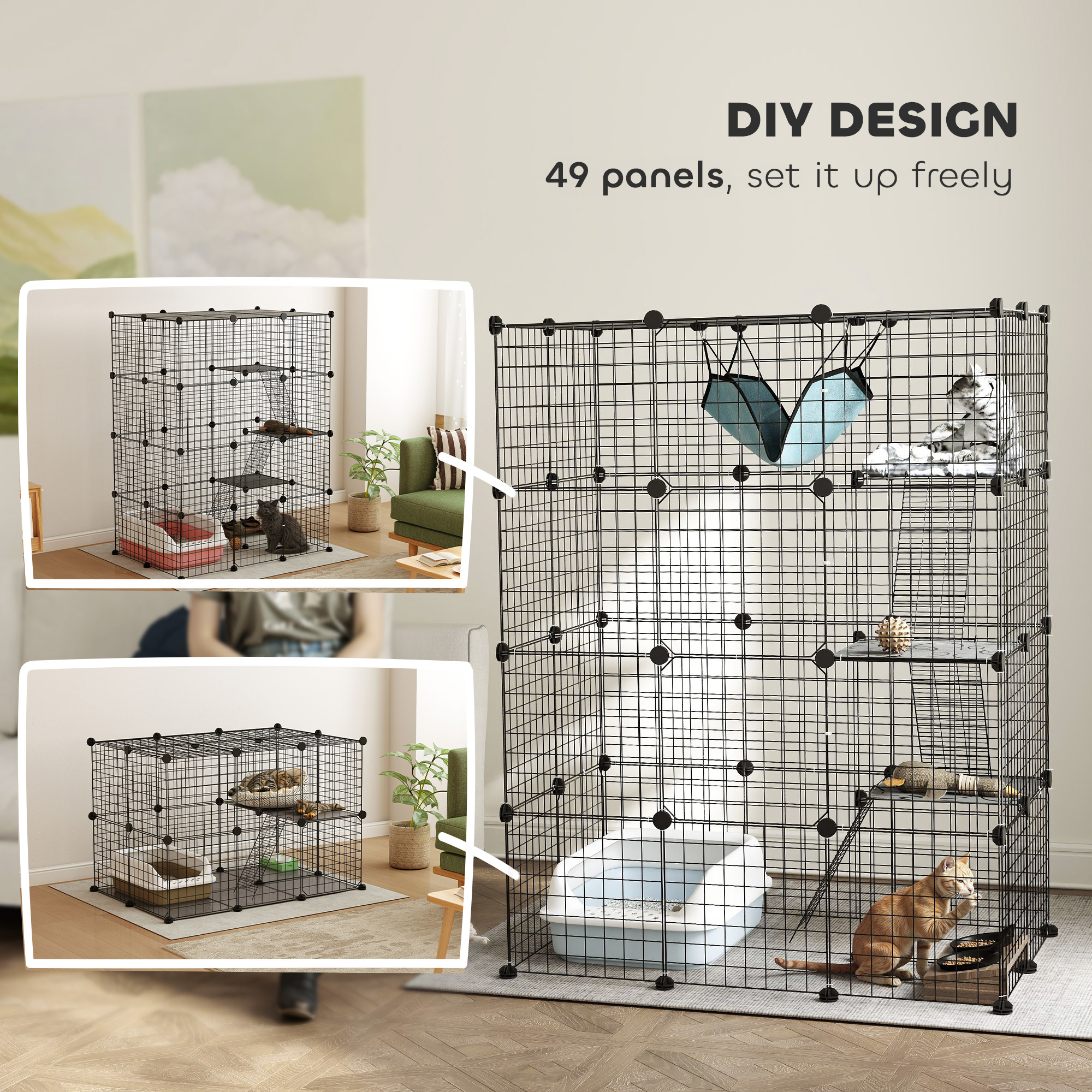 Four-Tier DIY Large Cat Cage With Hammock,Ramps,Five Doors,Indoor Use For 1-3 — image 4