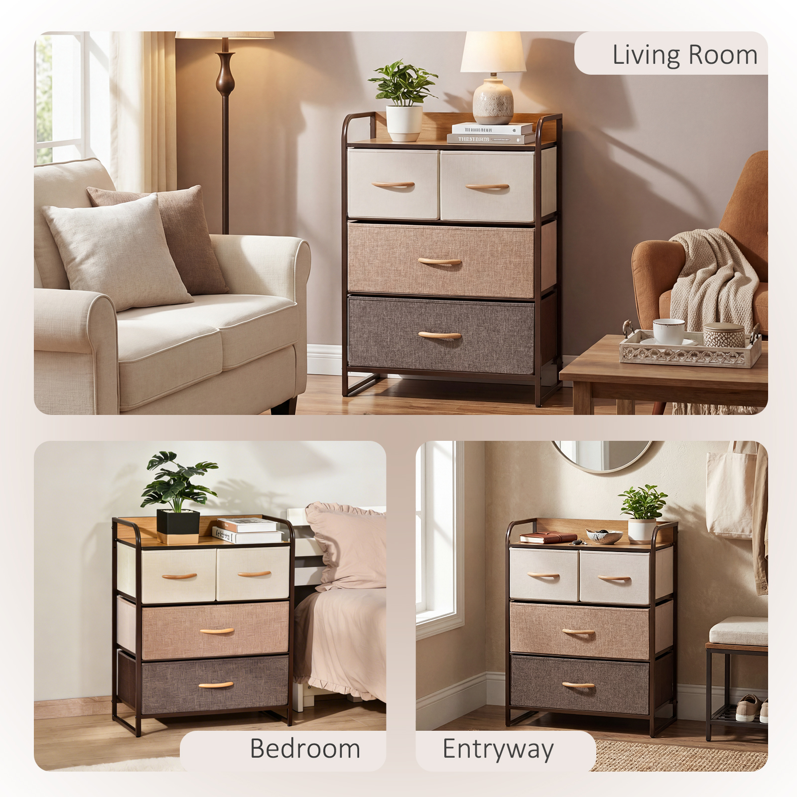 4-Drawer Dresser,3-Tier Storage Organizer,Tower Unit For Bedroom Hallway