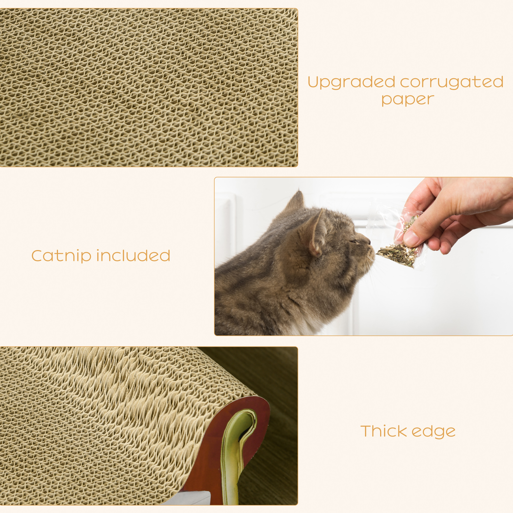 Cat Cardboard Scratcher,Lounge Sofa Bed With Catnip,58 X 29.5 X 29cm — image 5
