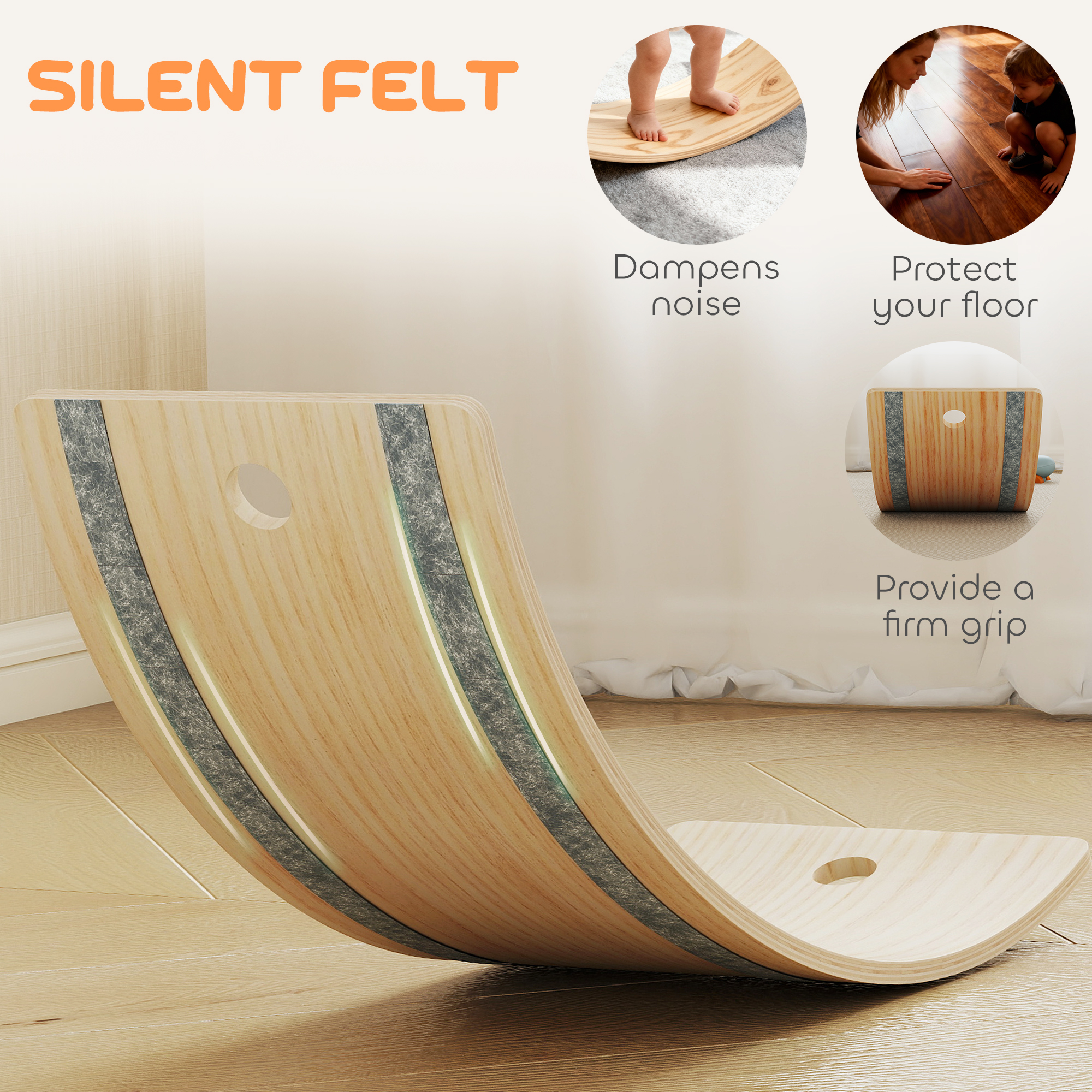 Kids Wooden Balance Board With Rope,Wooden Wobble Felt For Sensory Play,for — image 5