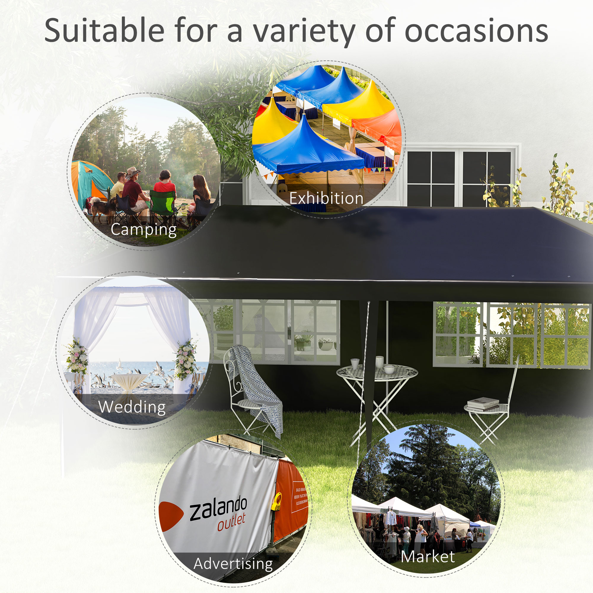 6 X 3 M Party Tent Gazebo Marquee Outdoor Patio Canopy Shelter With Windows — image 2