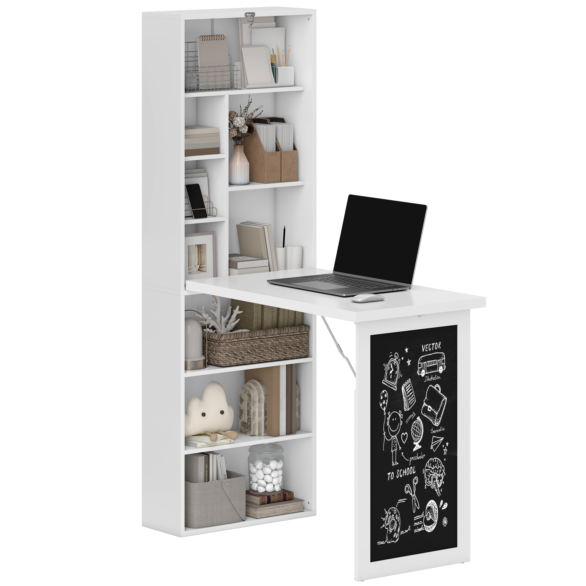 3-in-1 Fold-Out Work Desk-White — image 3