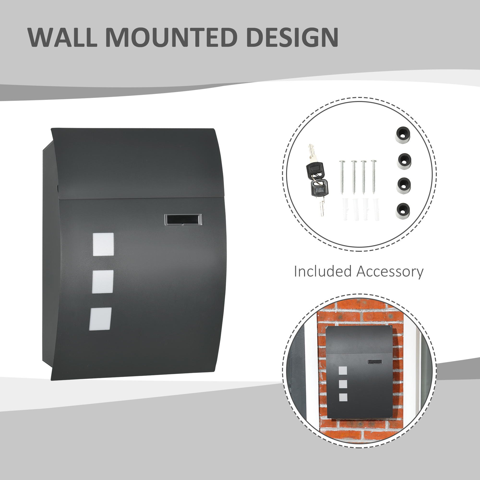 Wall Mounted Letter Box,Weatherproof Post Box For Outside Wall,Modern Mailbox