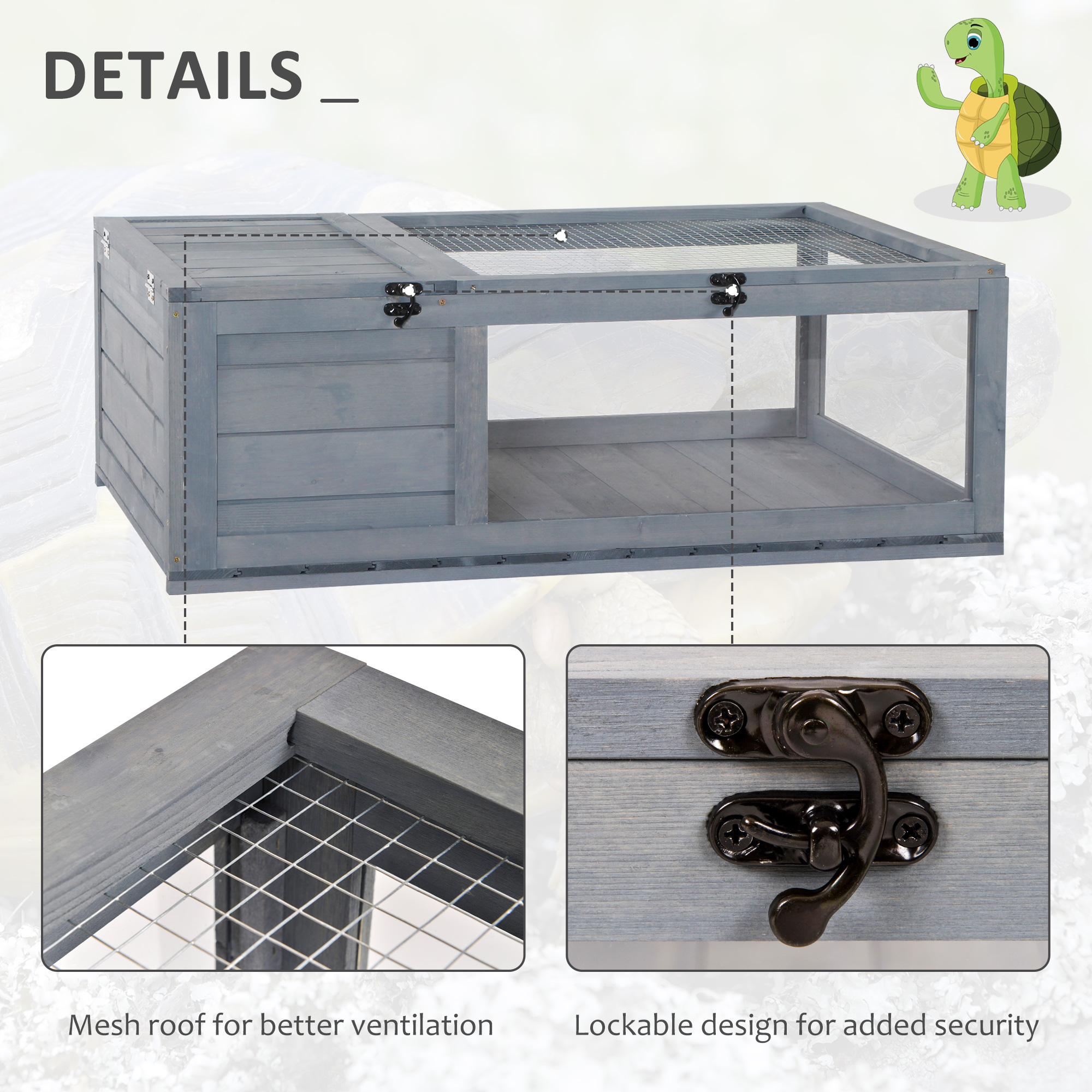 Tortoise House,Small Reptile Wooden House,with Mesh Roofs,Side Panels,for — image 3