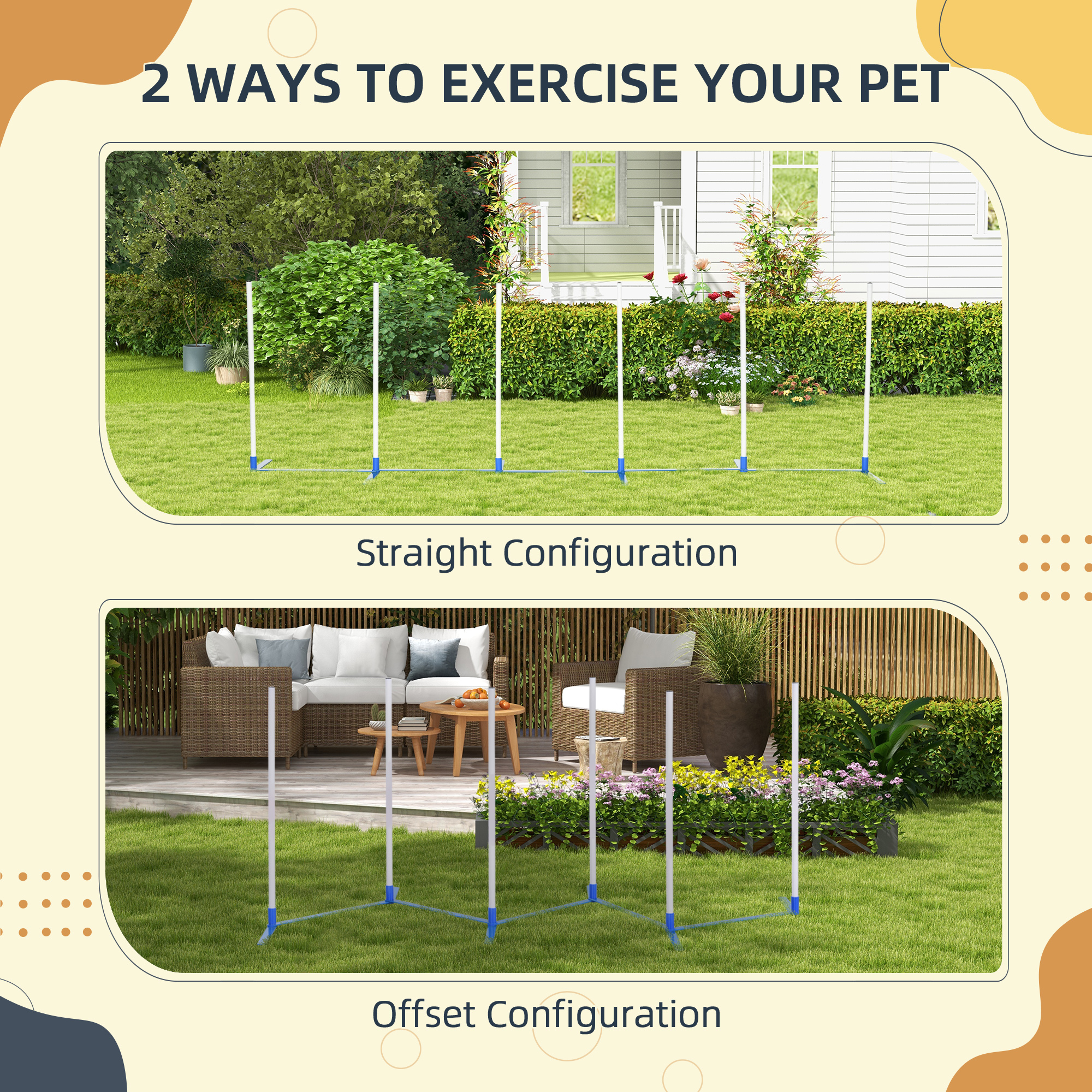 Dog Agility Equipment Training Adjustable Obstacle Course Set With 6 Weaves — image 4