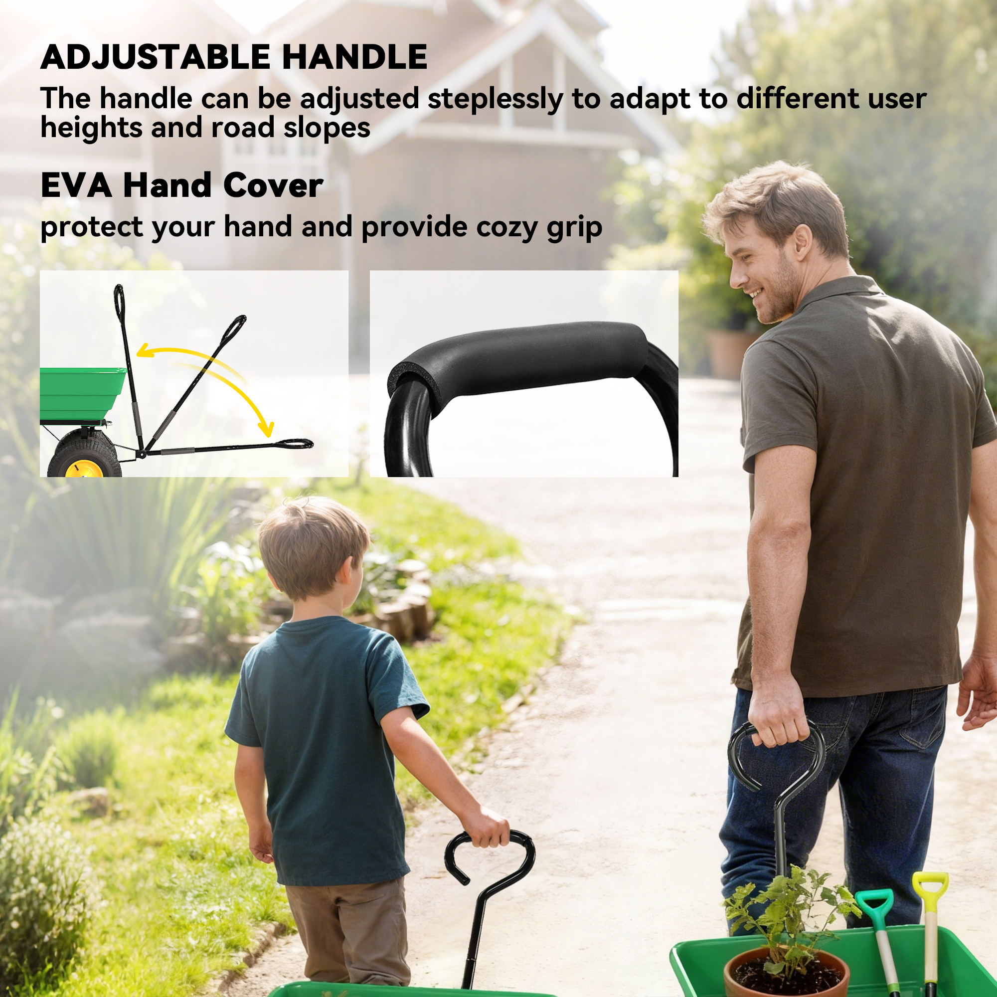 75 Litre Large Garden Cart,Tipping Wheelbarrows Heavy Duty Dump Trolley 200kg