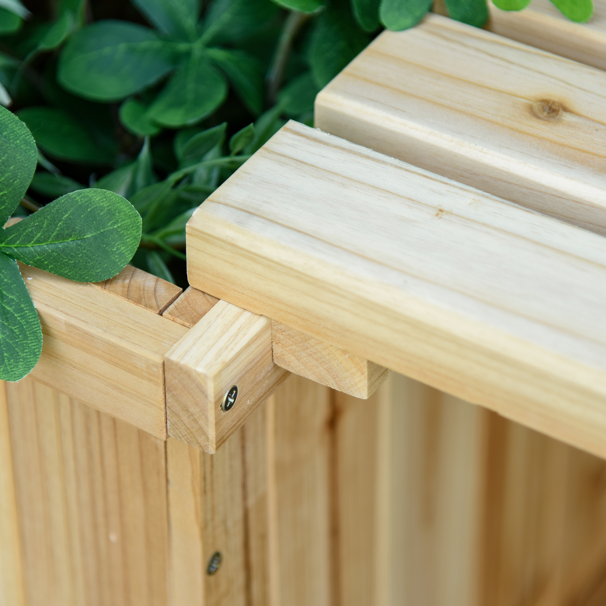 37L Wooden Garden Planter & Bench Combination Raised Bed Patio Park Natural 176 — image 2