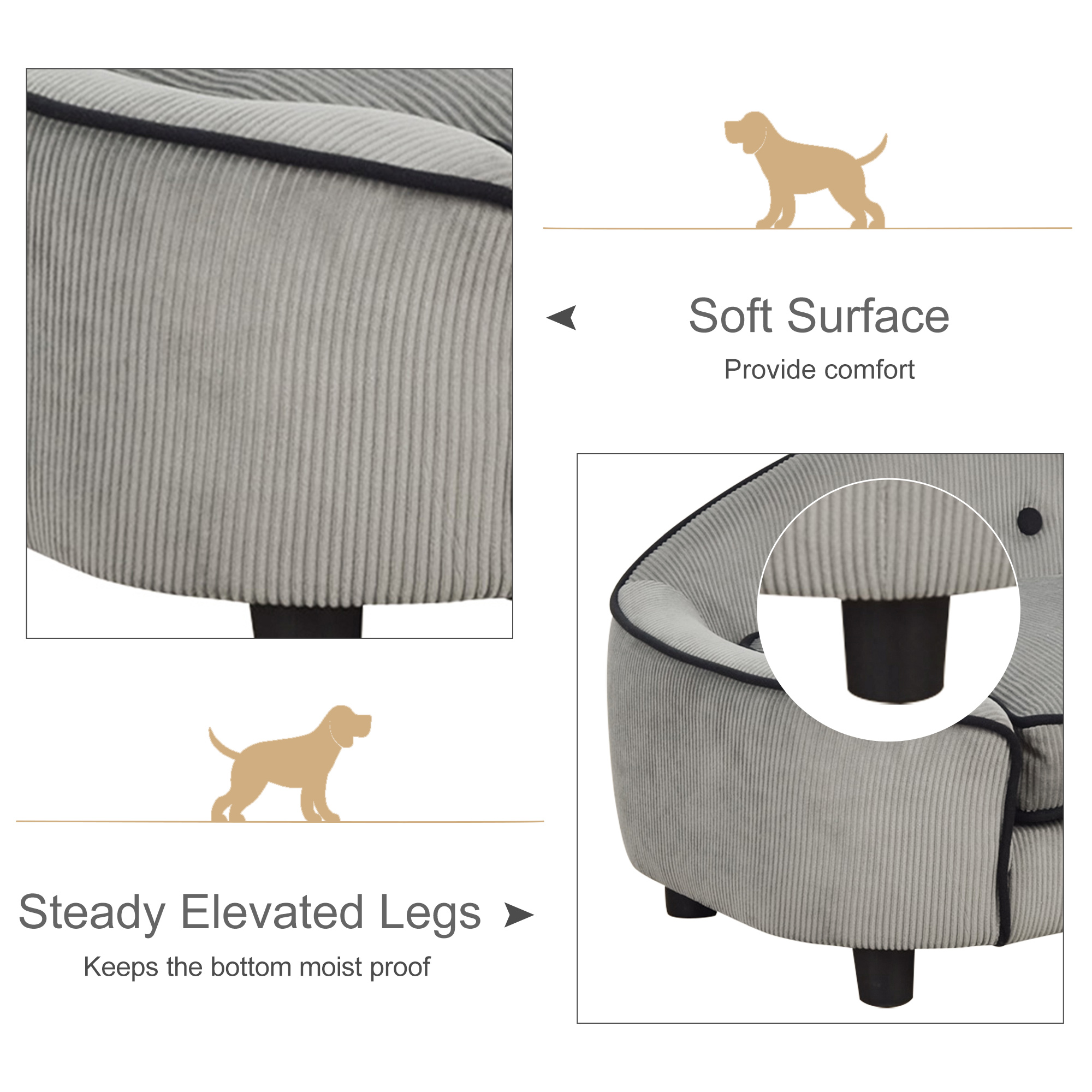 Dog Sofa For XS And S Size Dogs,Pet Chair Bed With Soft Cushion,Cat Couch — image 2