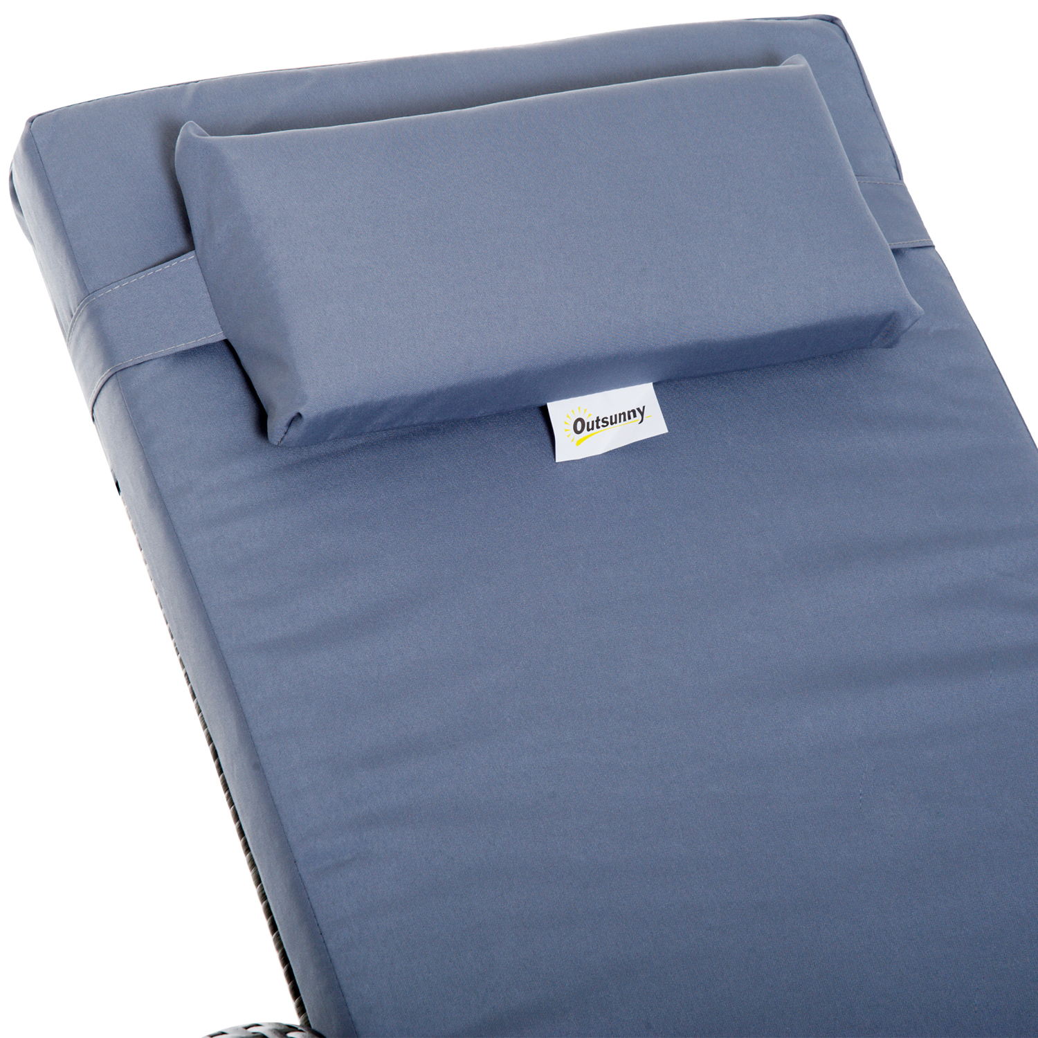 2 Seater Rattan Sun Lounger Set With Side Table-Grey — image 3