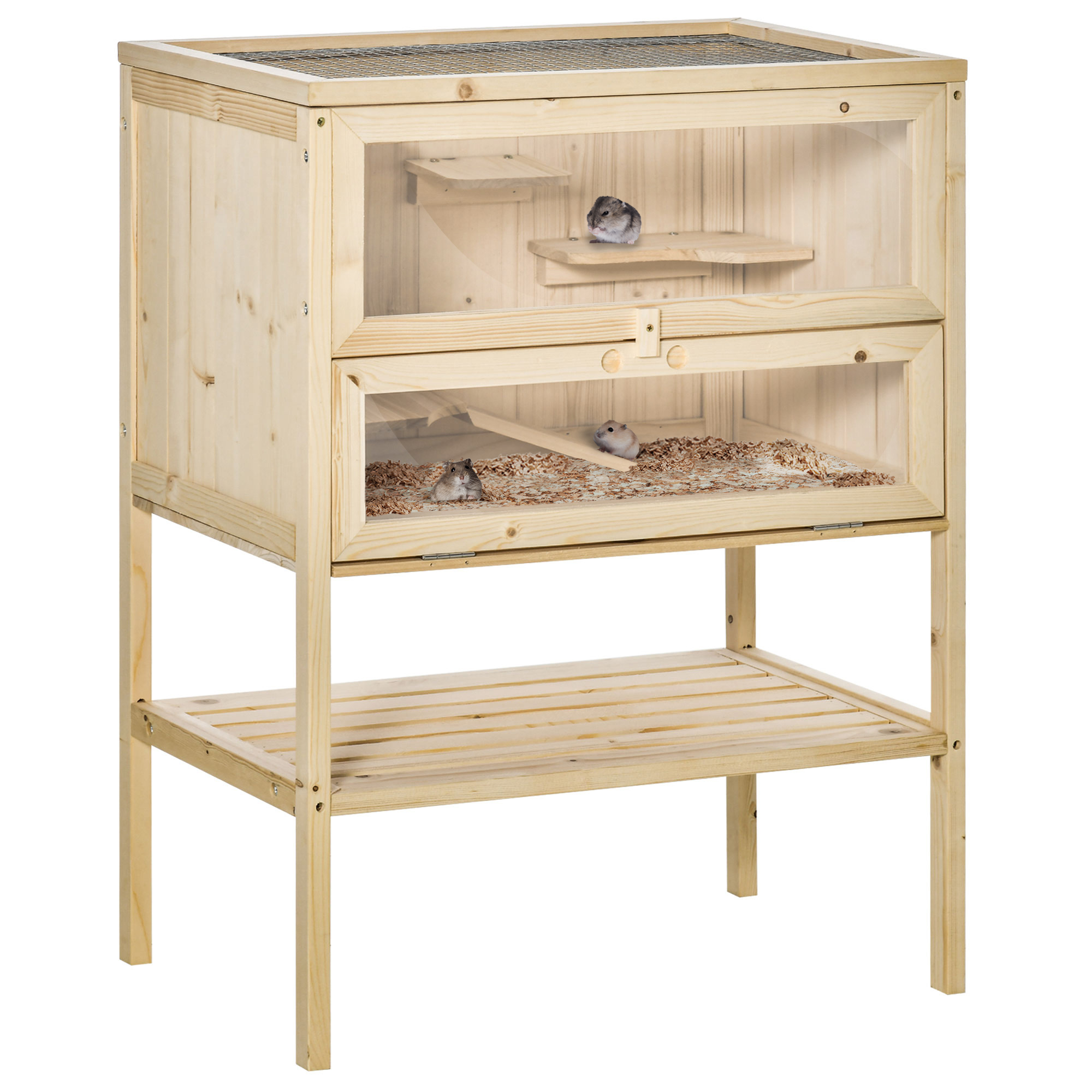 Wooden Hamster Cage With Storage Shelf,Small Animal Exercise Play House — image 5