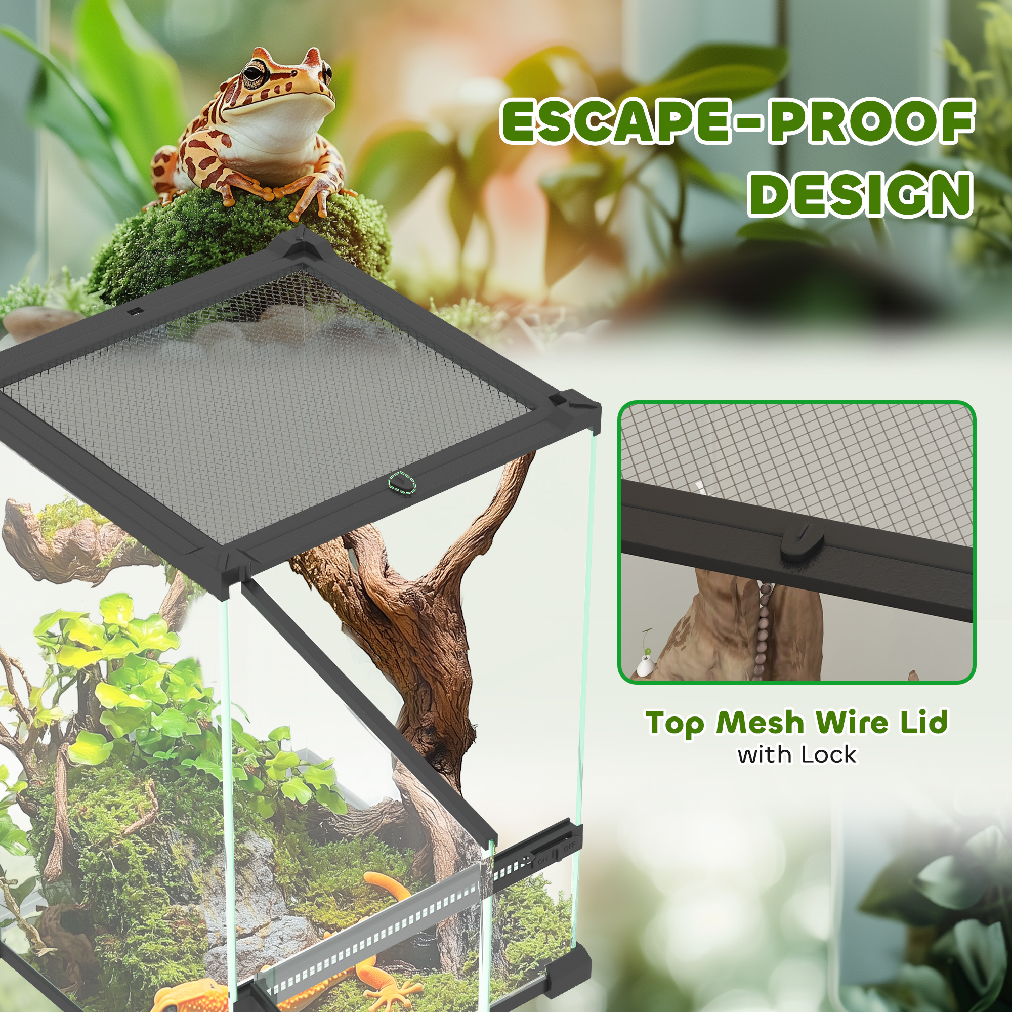 12L Vivarium For Lizards,Frogs,Snakes,Turtles,Tortoises W/ Anti-Escape — image 2