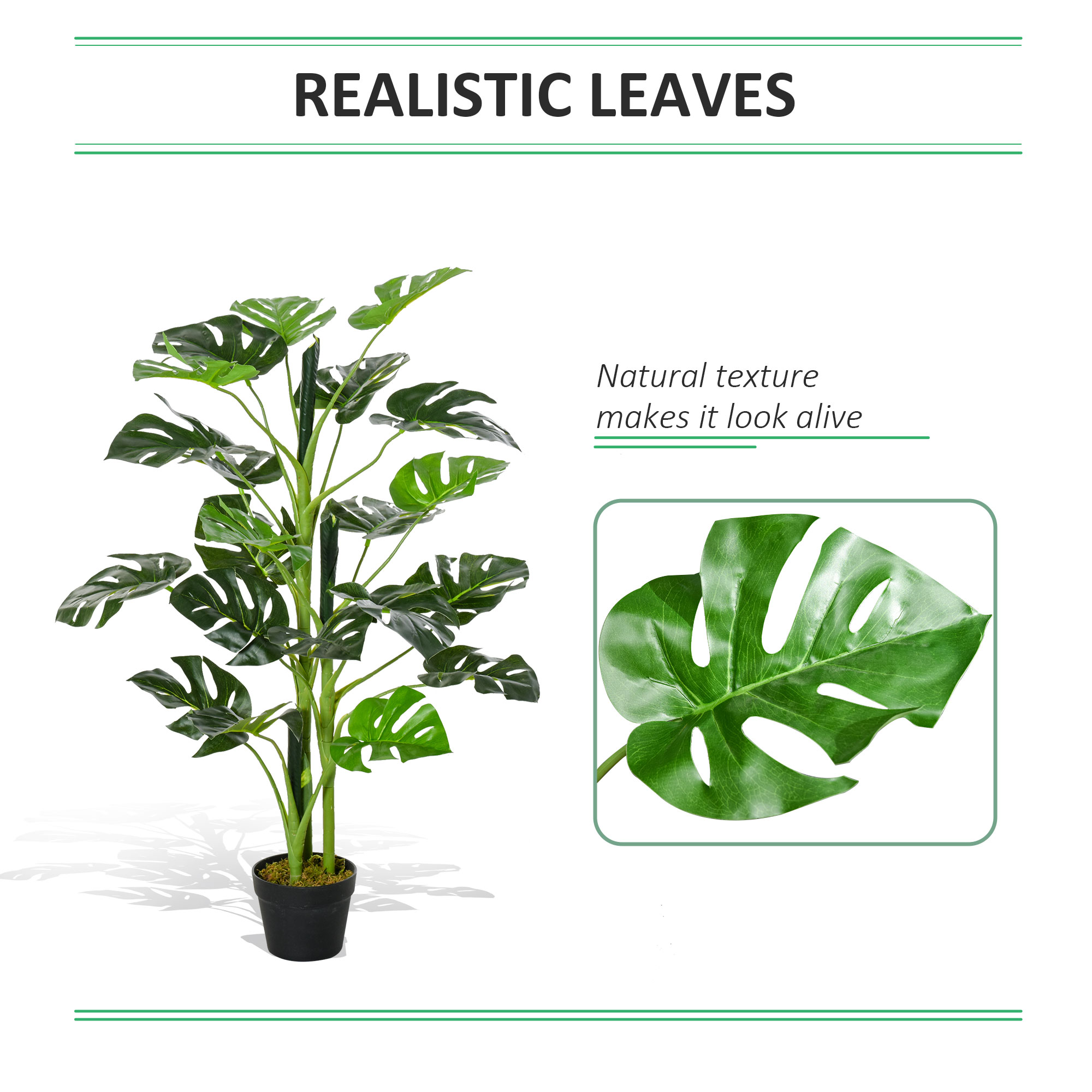 Outsunny 100cm/3.3FT Artificial Monstera Tree Decorative