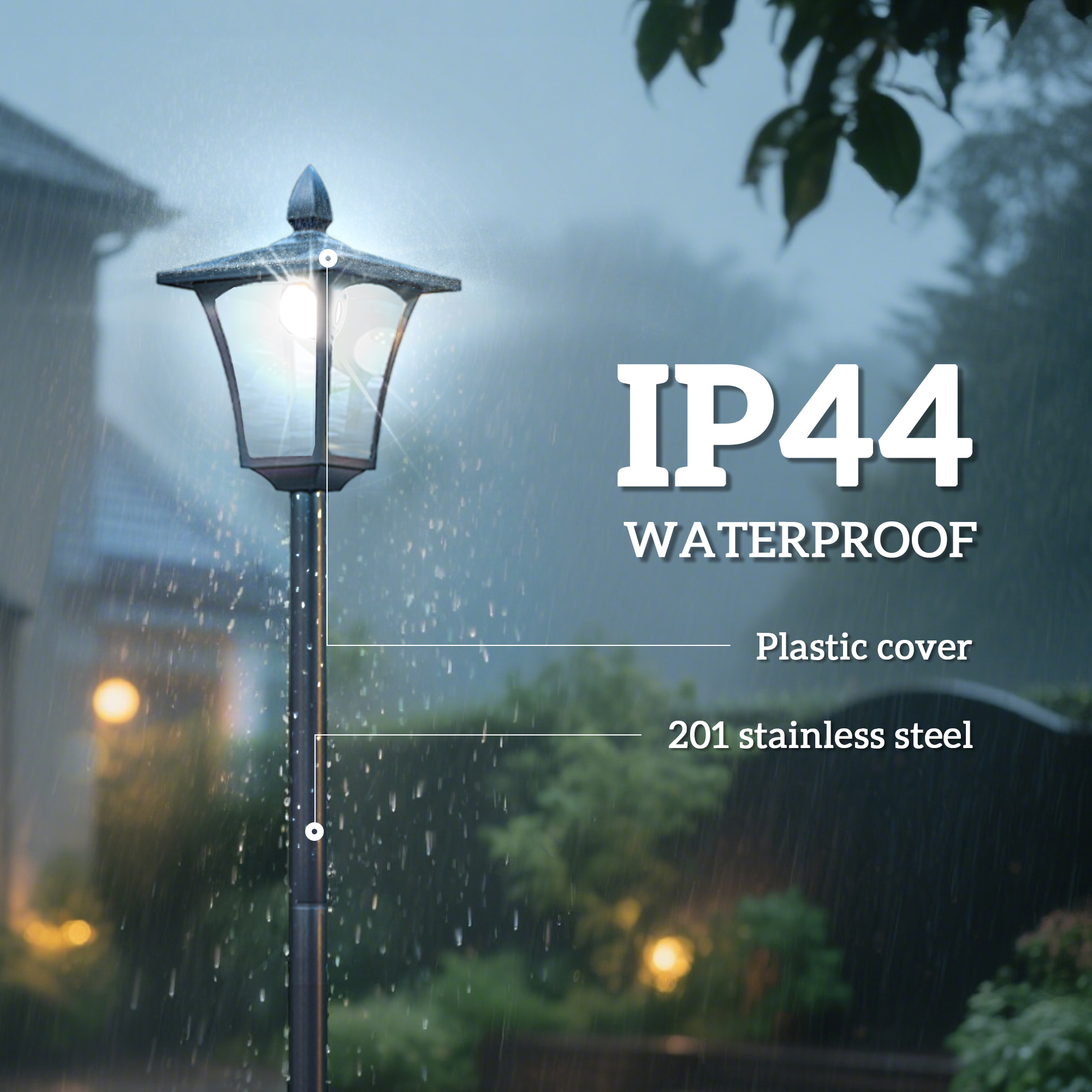 Outdoor Garden Solar Post Lamp Sensor Dimmable LED Lantern