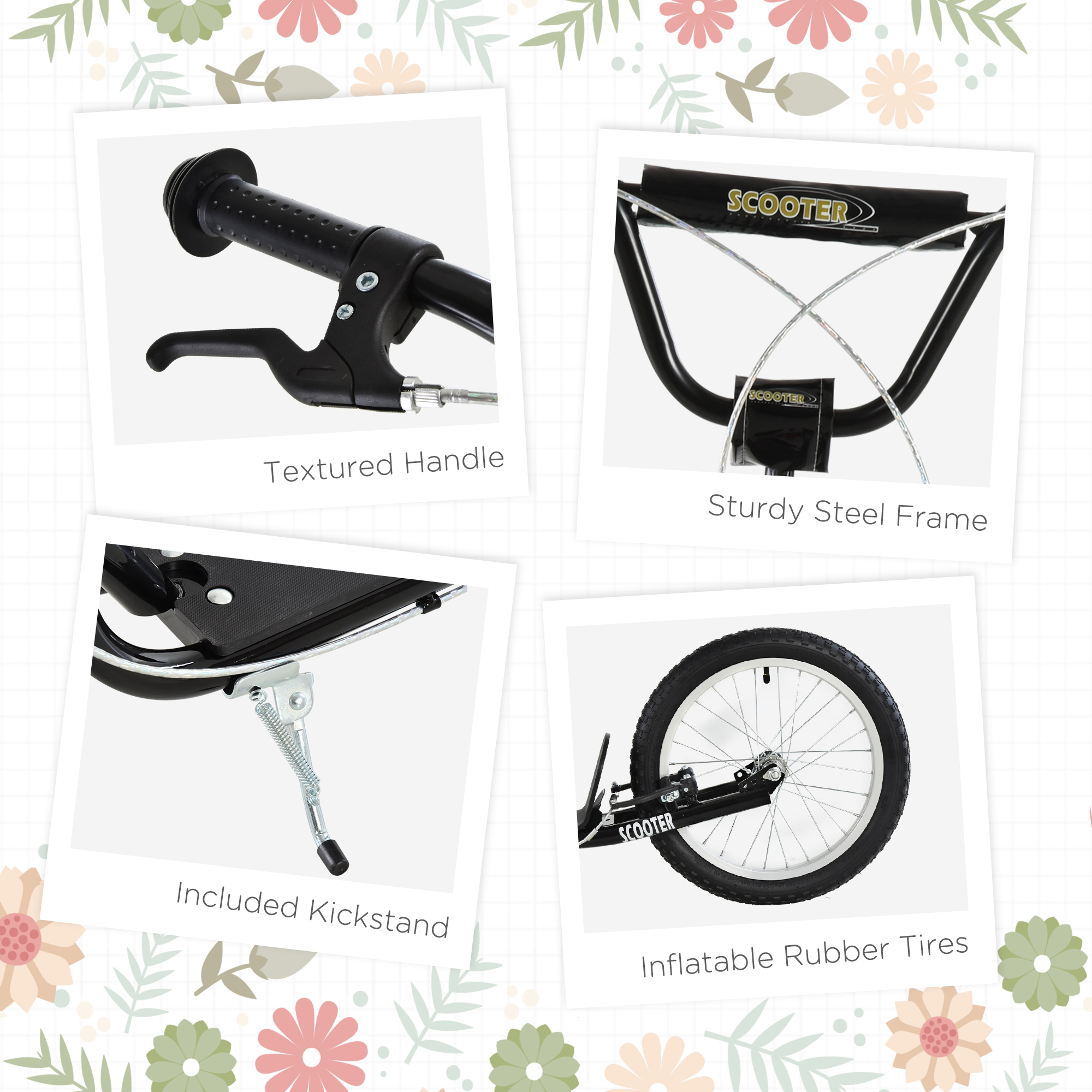 Kick Scooters For Kids With Adjustable Height,Anti-Slip Deck,Dual Brakes,Rubber