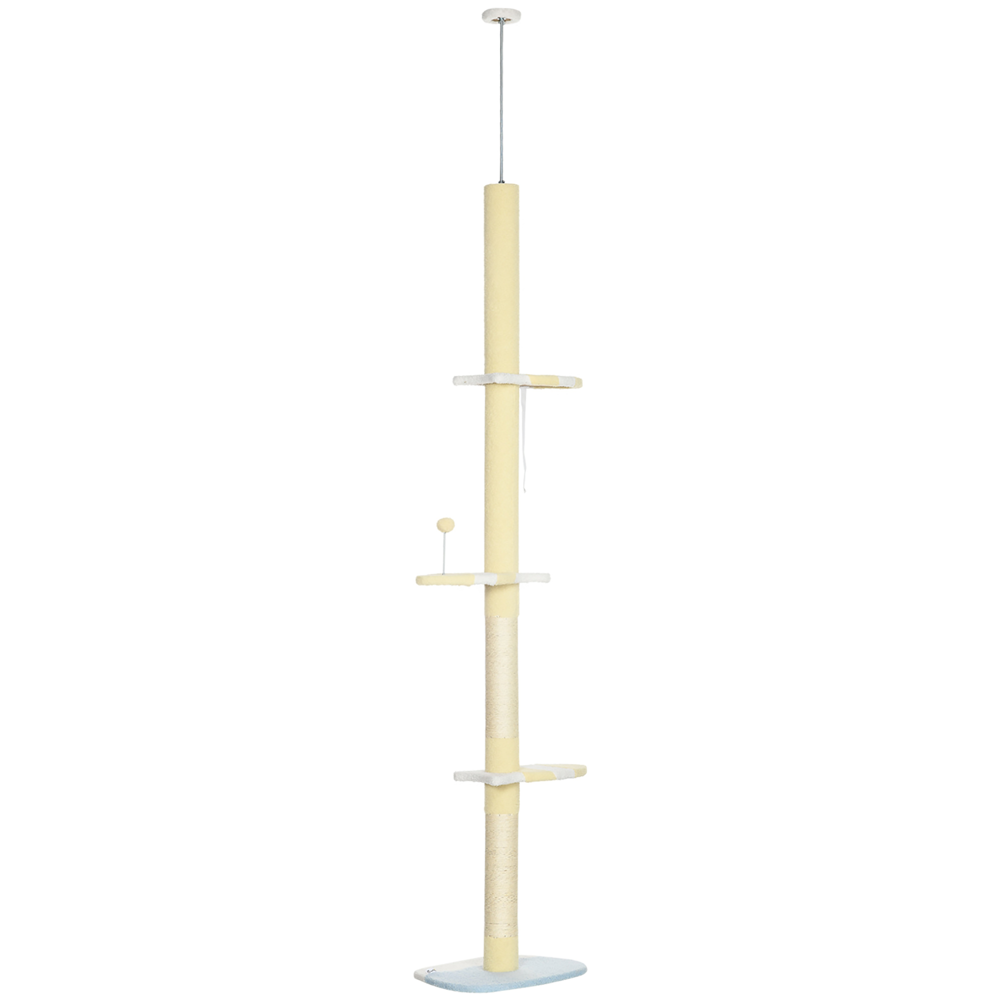 260cm Adjustable Floor-To-Ceiling Cat Tree W/ Anti-Tipping Kit,Toy Ball