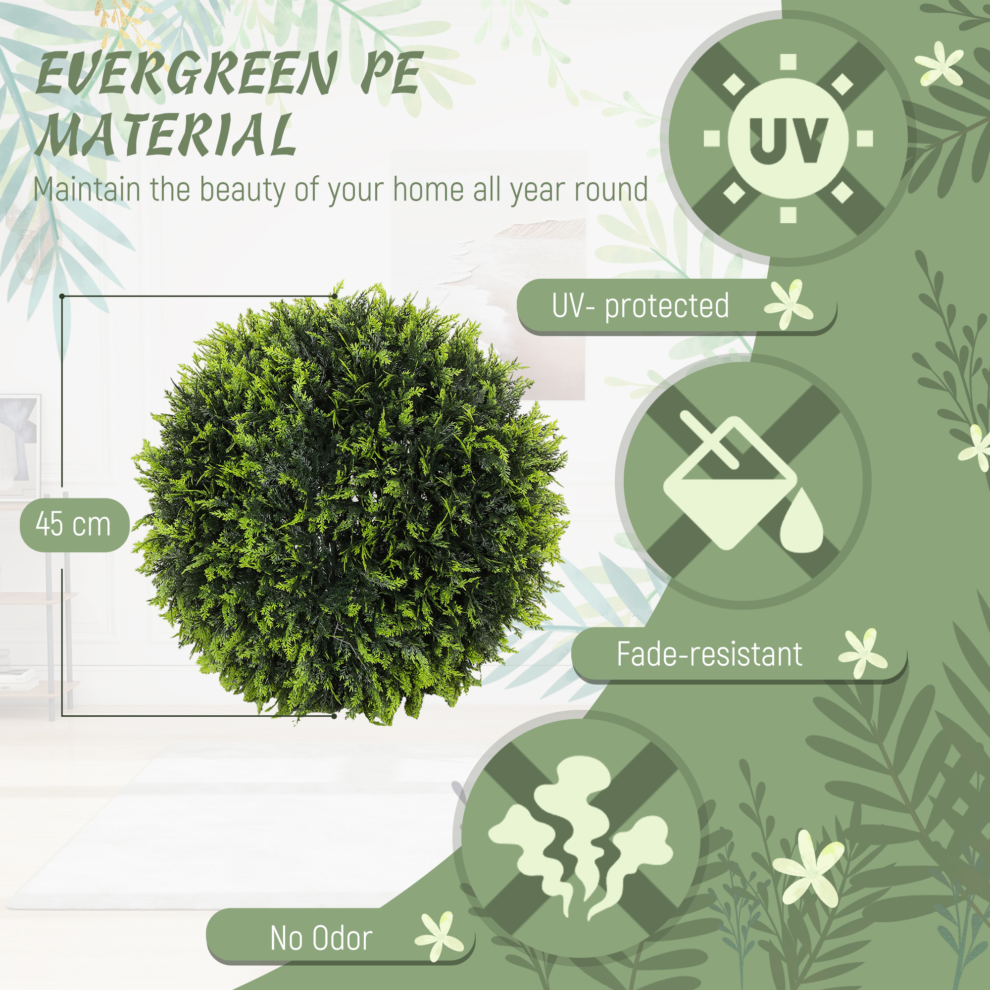 Set Of 2 Artificial Plant Topiary Balls,UV-protected Fake Decorative — image 5