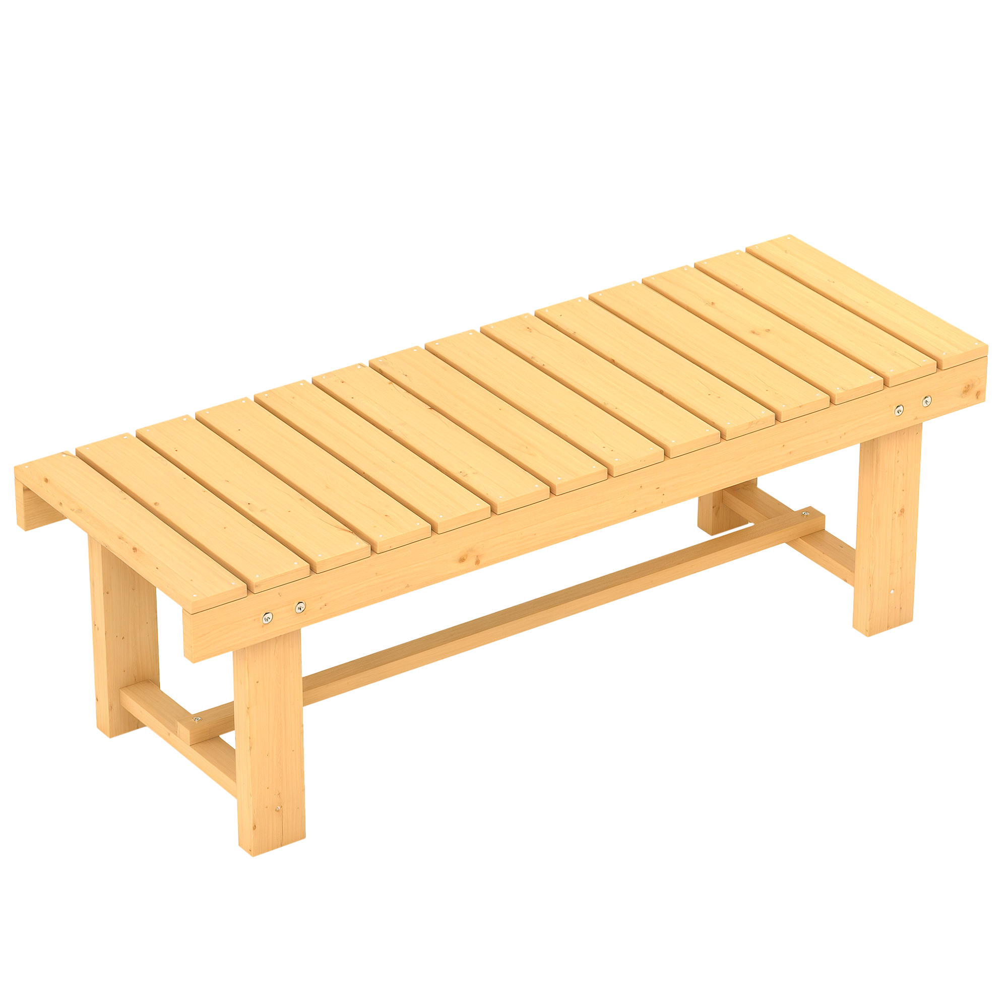 Wooden Garden Bench,2 Seater Outdoor Bench,Fir Wood Backless Patio Loveseat — image 2
