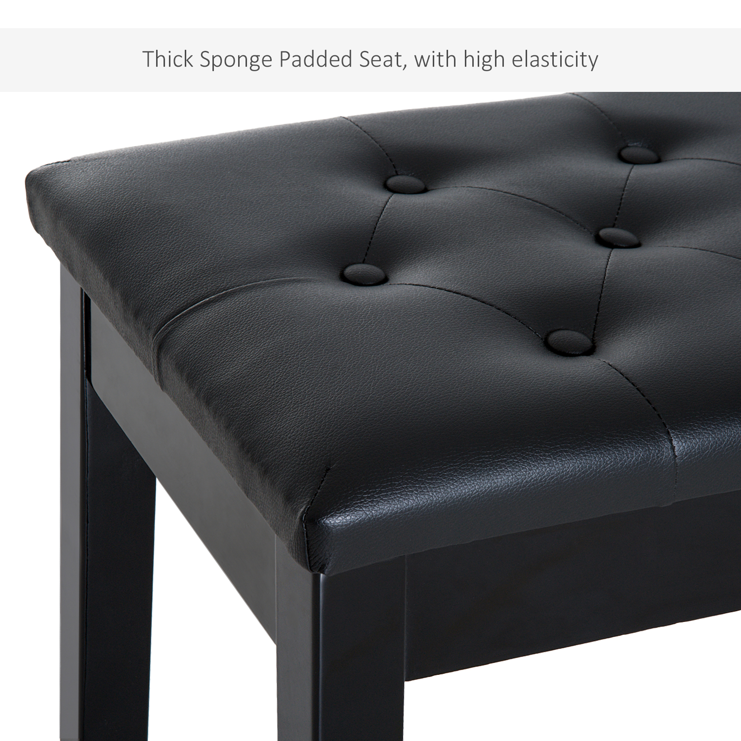 PU Leather Upholstered Piano Stool Makeup Bench Dressing Table Seat — image 2
