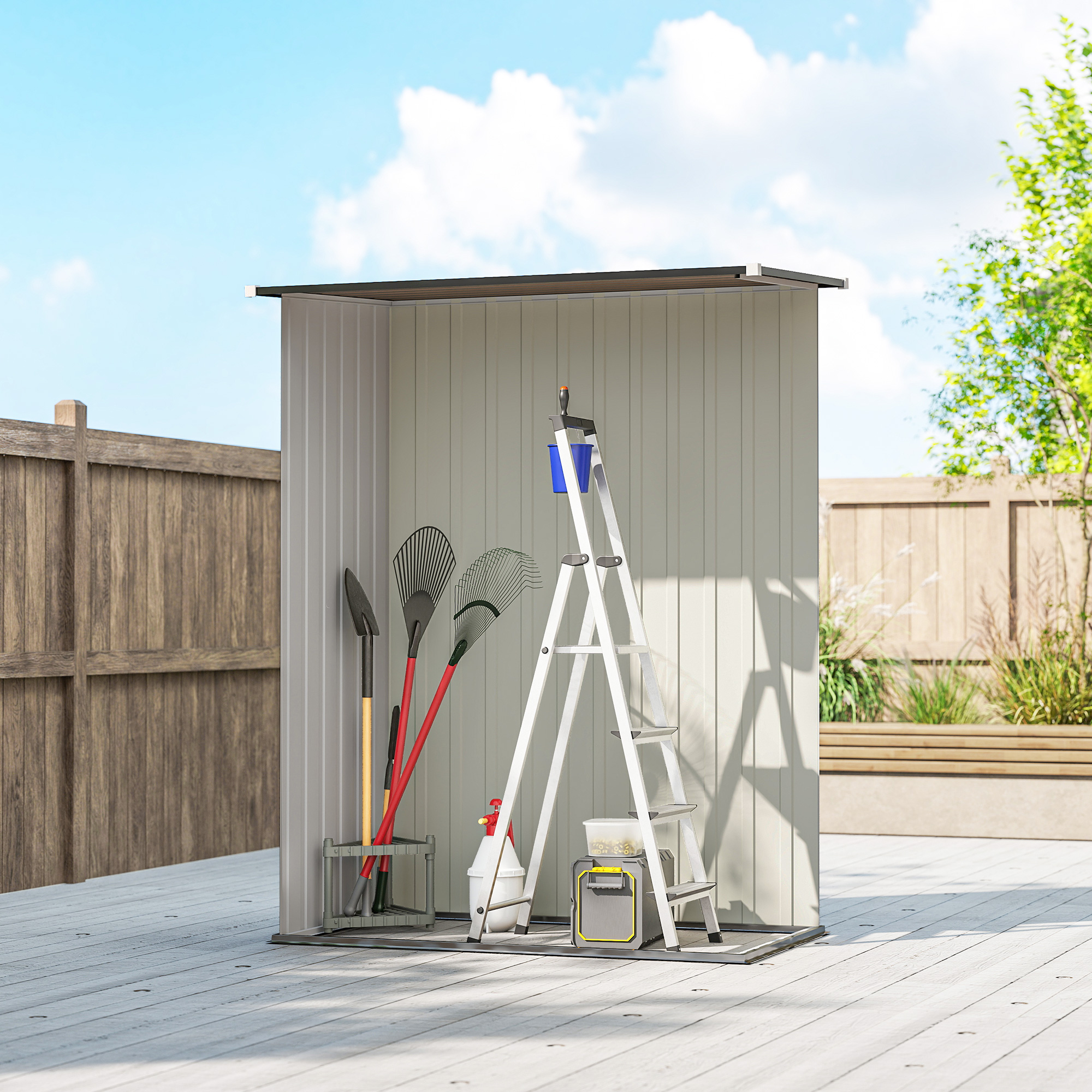 5ft X 3ft Garden Storage Shed,Galvanised Outdoor Metal Shed Waterproof — image 2