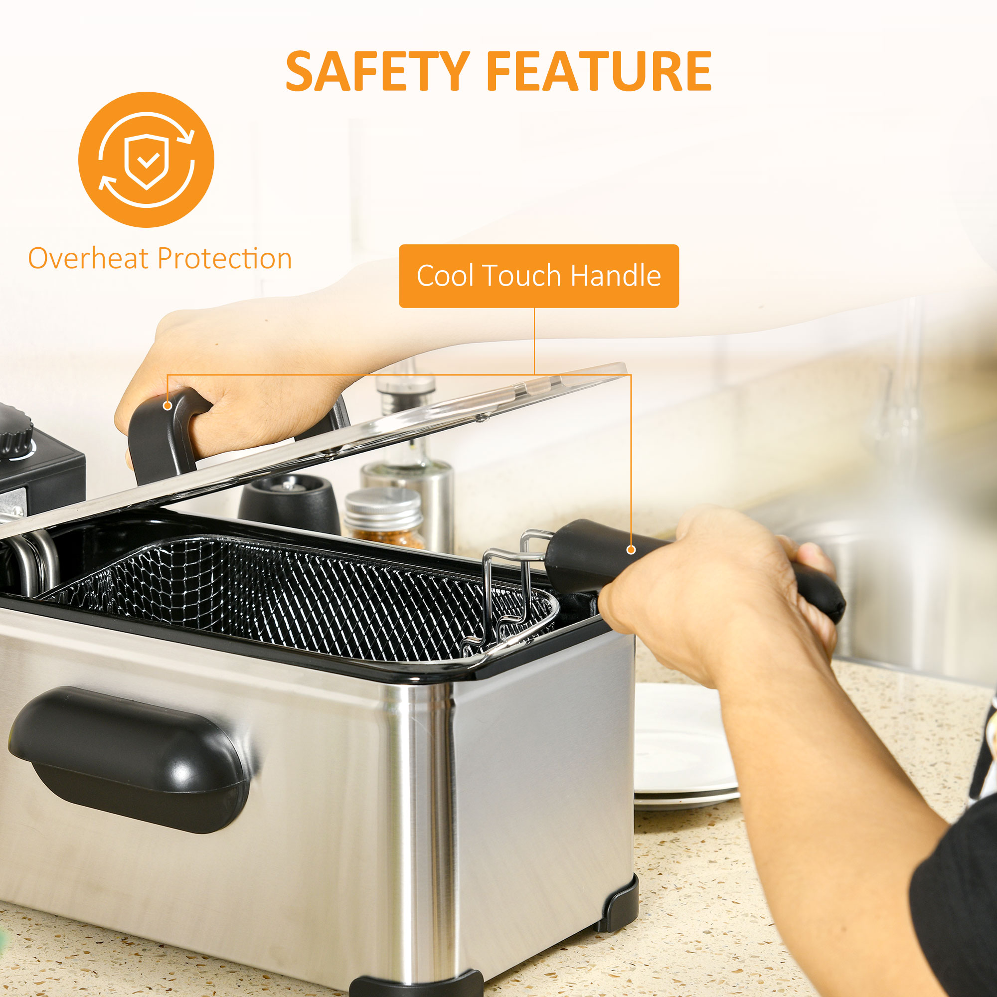 3 Litre Stainless Steel Deep Fat Fryer With Adjustable Temp,60min Timer,Viewing — image 5
