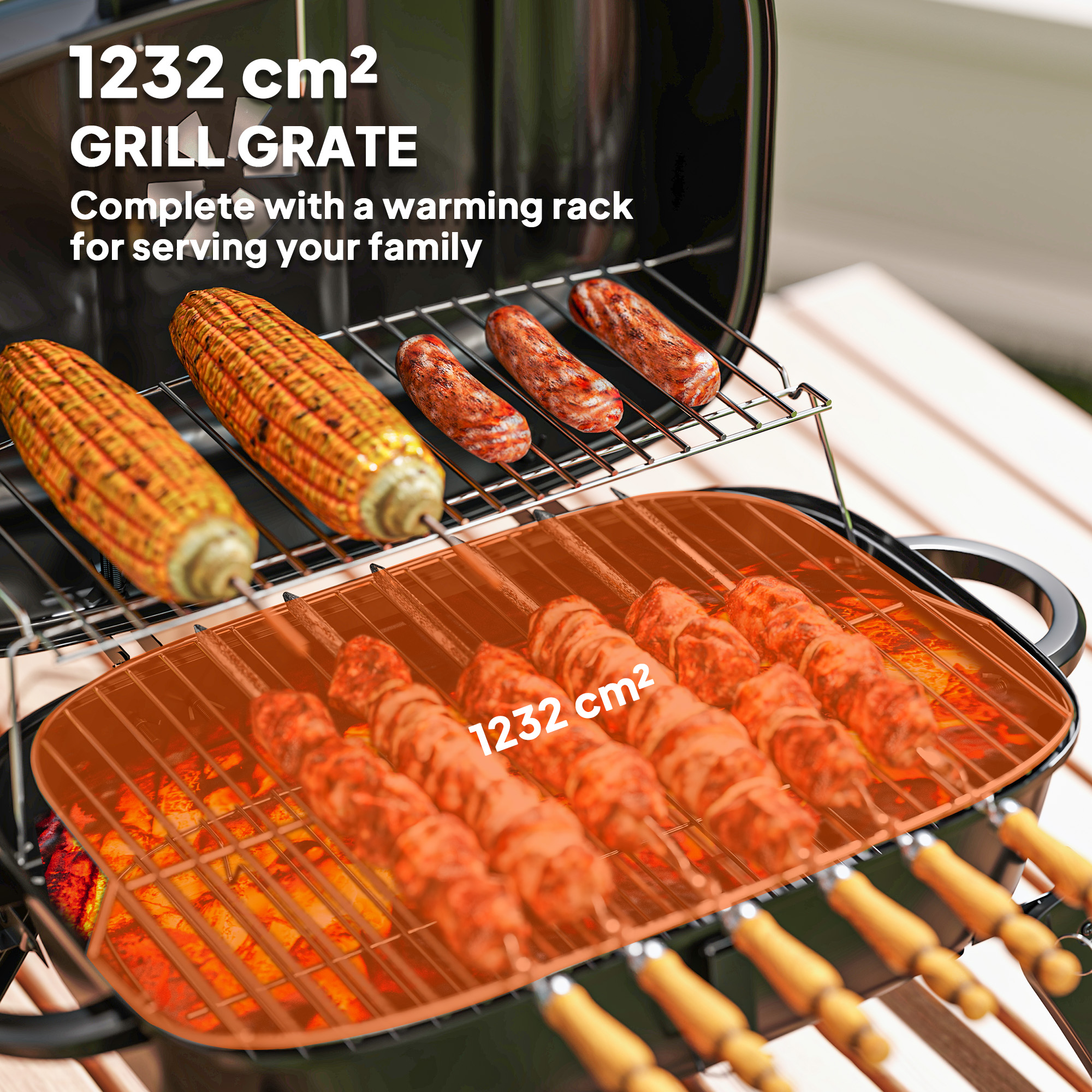 Outsunny Charcoal Barbecue Grill Folding BBQ Grill