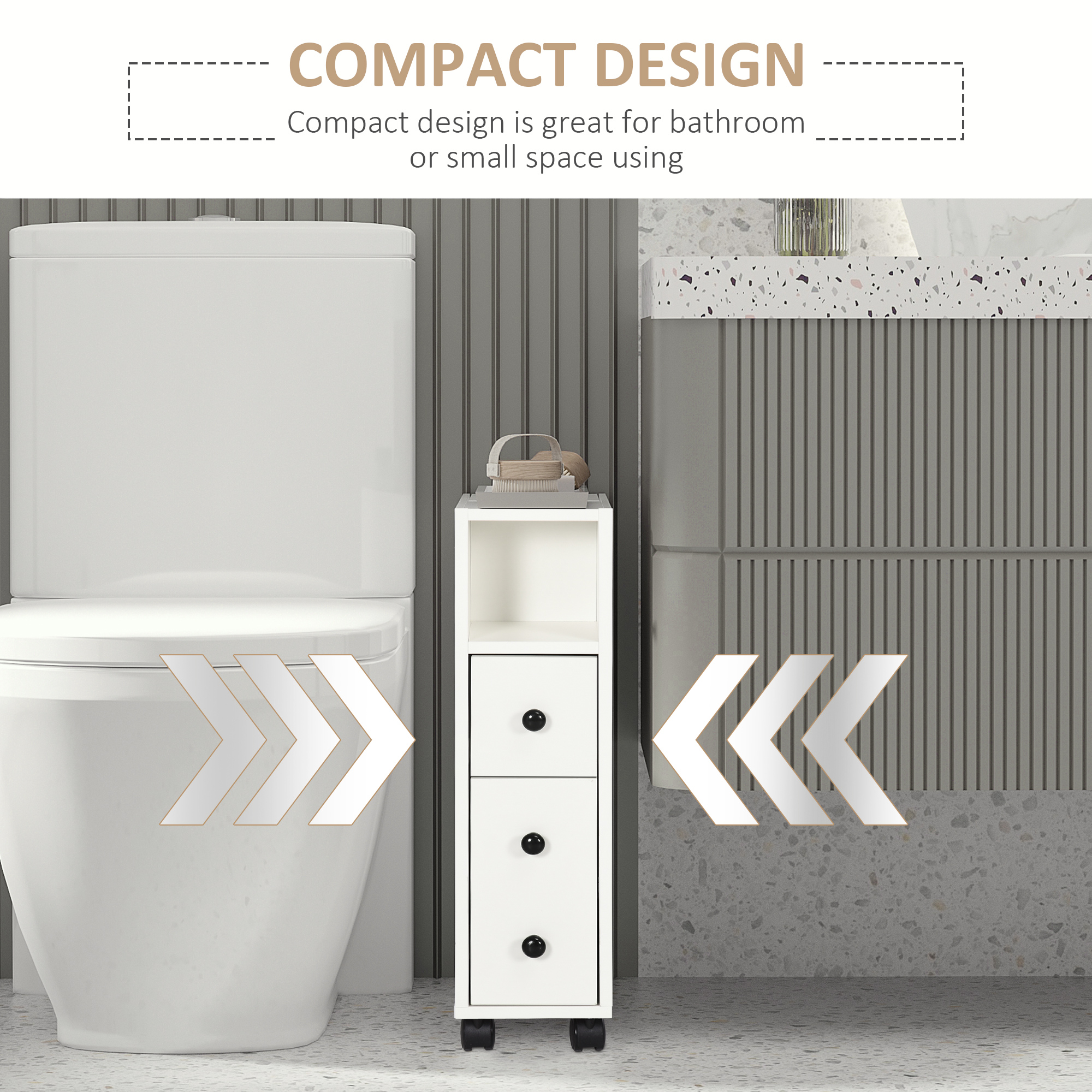 Slimline Bathroom Storage Cabinet-White — image 4