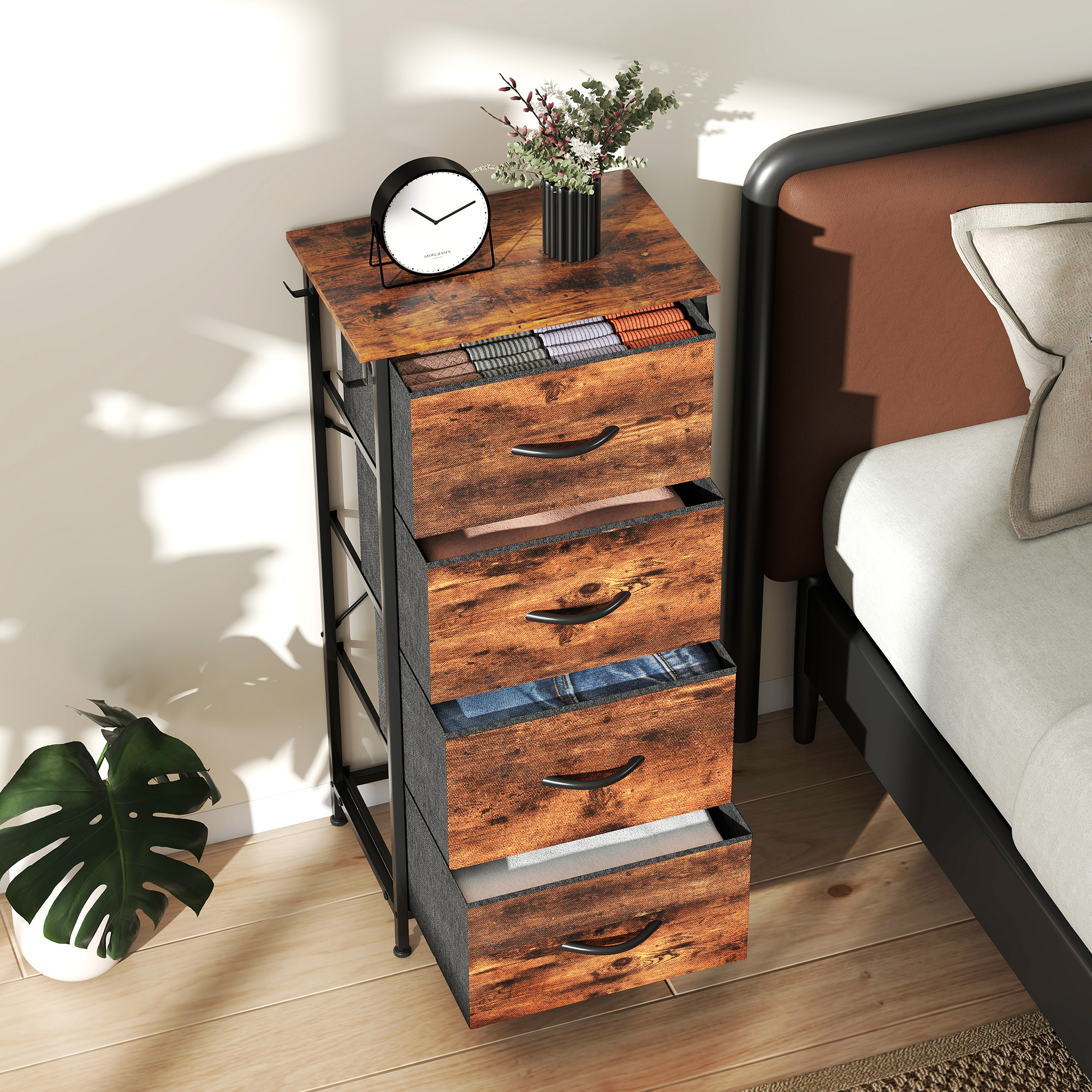 Chest Of Four Fabric Drawers-Rustic Brown — image 4