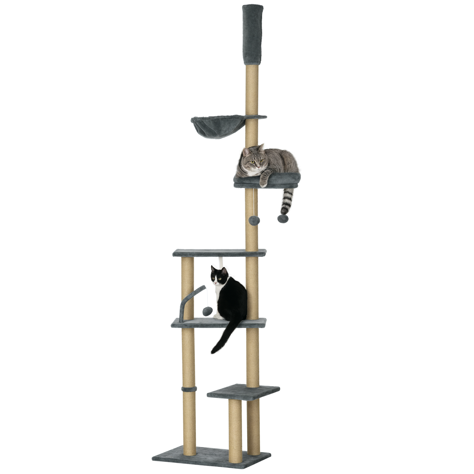 230-250cm Floor-to-Ceiling Climbing Cat Tree Tower-Grey — image 3