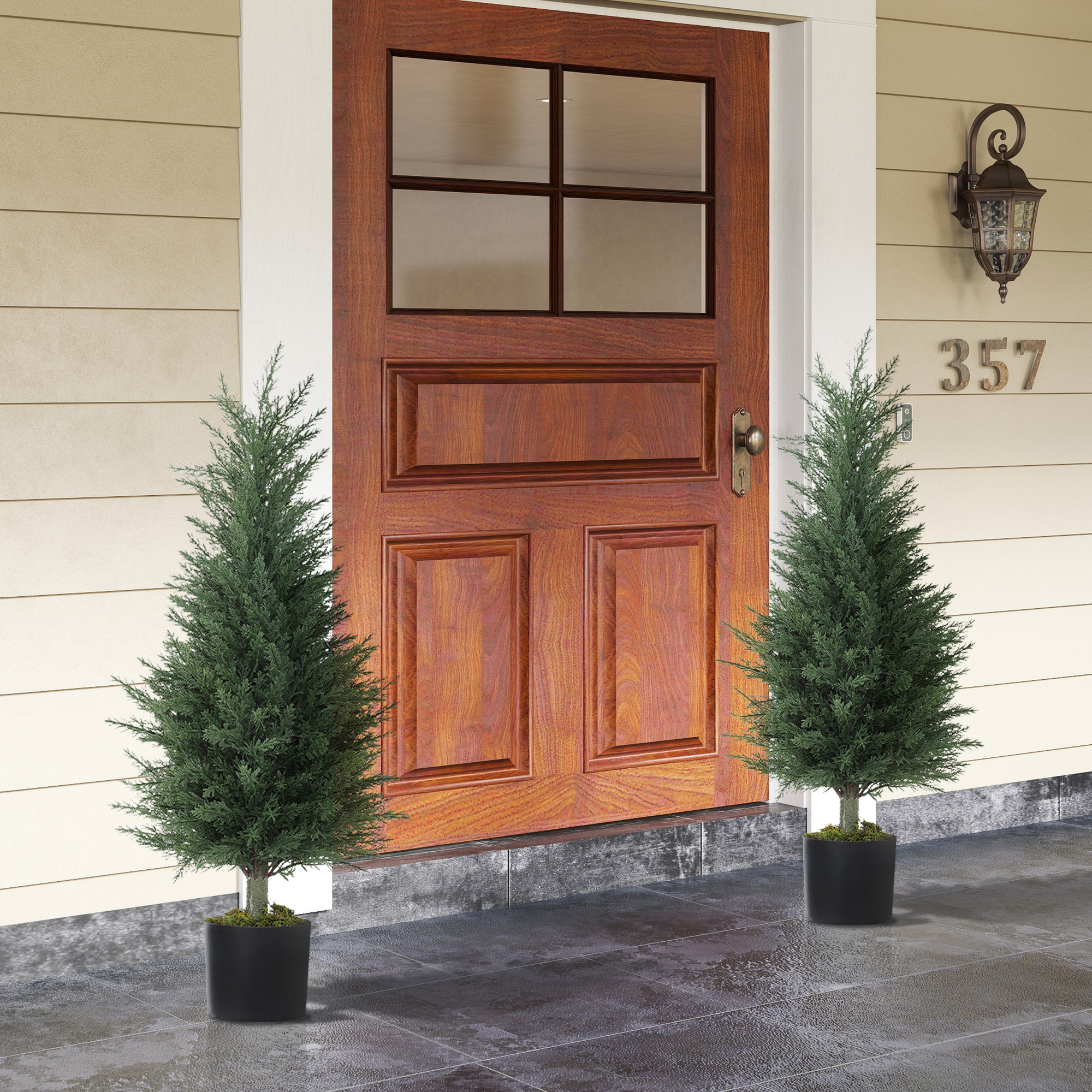 Artificial Plants Outdoor,90 Cm Fake Cypress Tree With Plastic