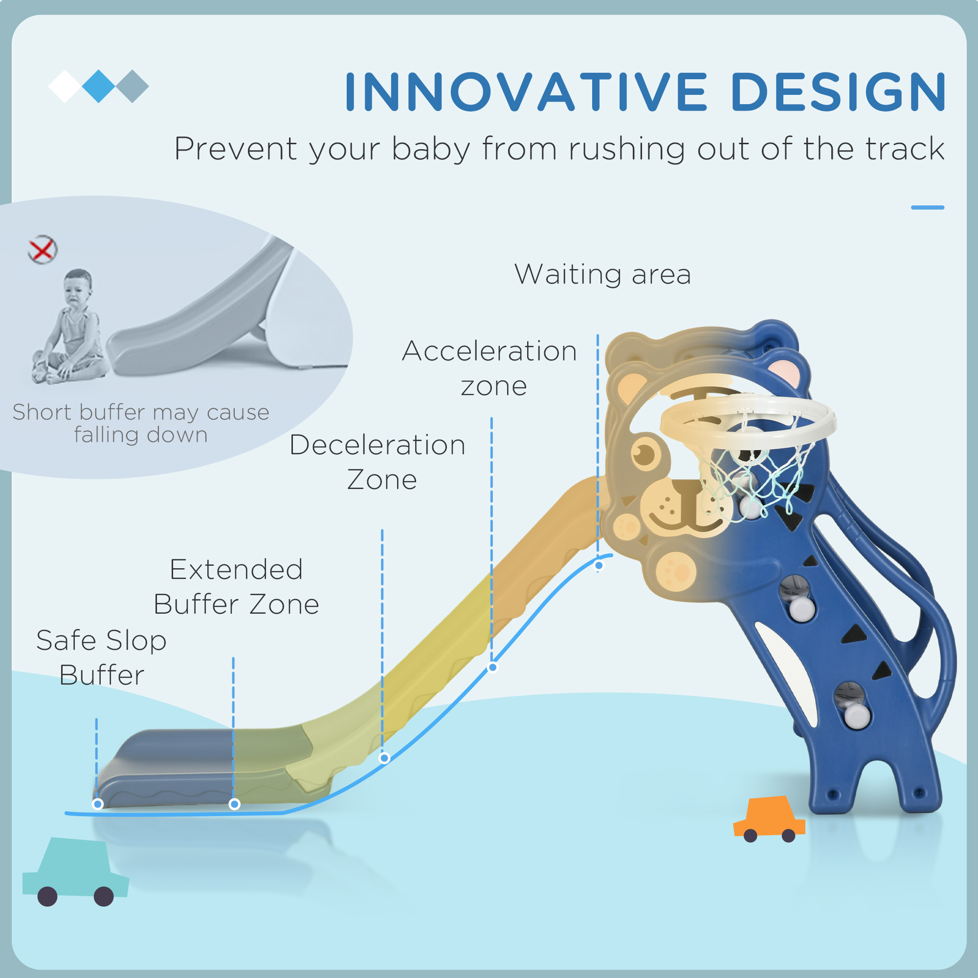 3 In 1 Baby Slide For Indoor Use With Climber,Basketball Hoop,Basketball,for — image 2