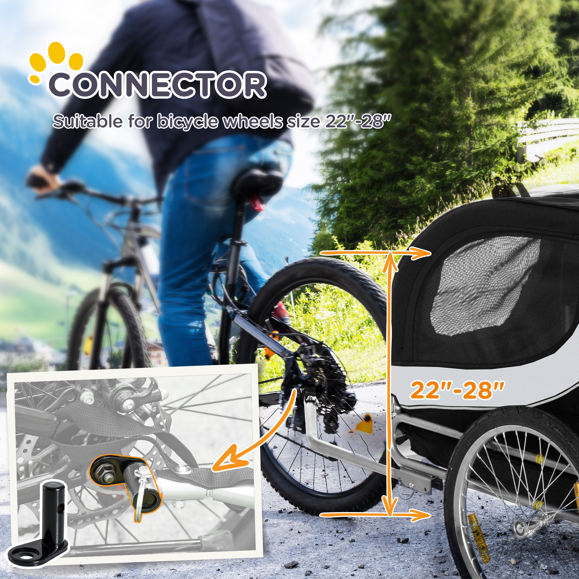 Steel Dog Bike Trailer Pet Cart Carrier For Bicycle Kit Water Resistant — image 3