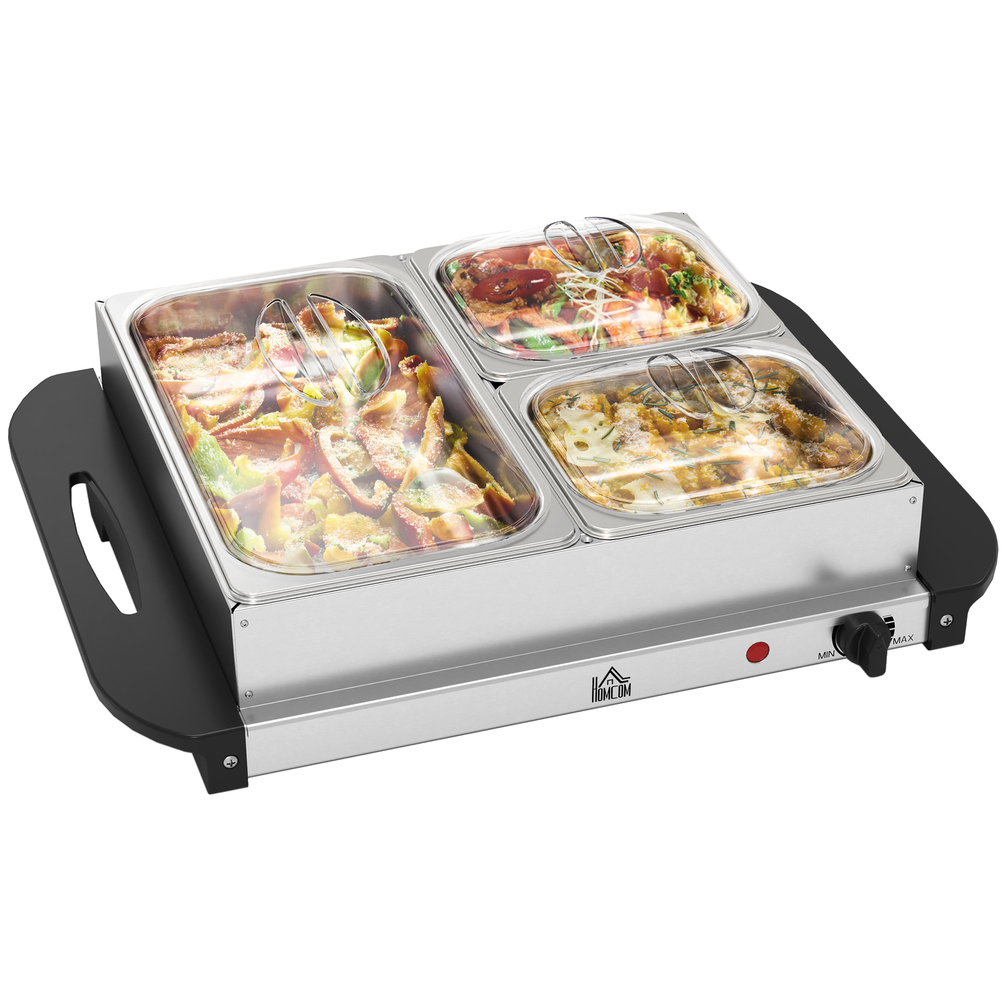4.5L Stainless Steel Electric Buffet Server,with 3x Trays And Lids — image 3